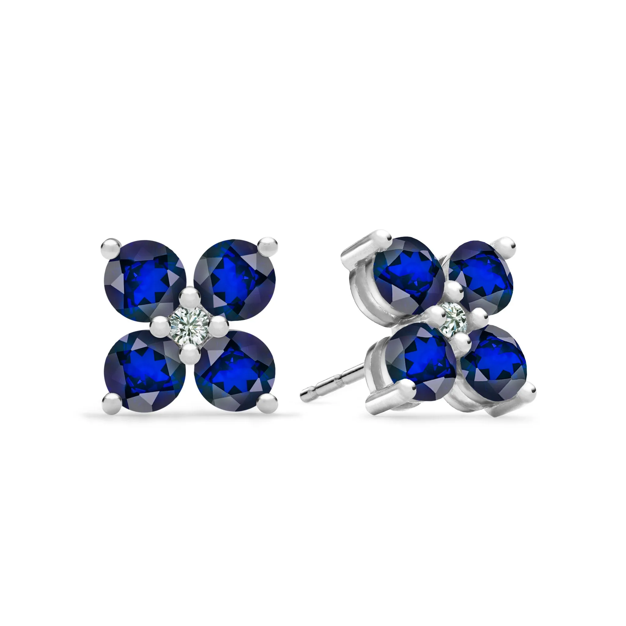 Greenwich 4 Sapphire & Diamond Earrings in 14k Gold (September) sold by Haverhill product image thumbnail 5