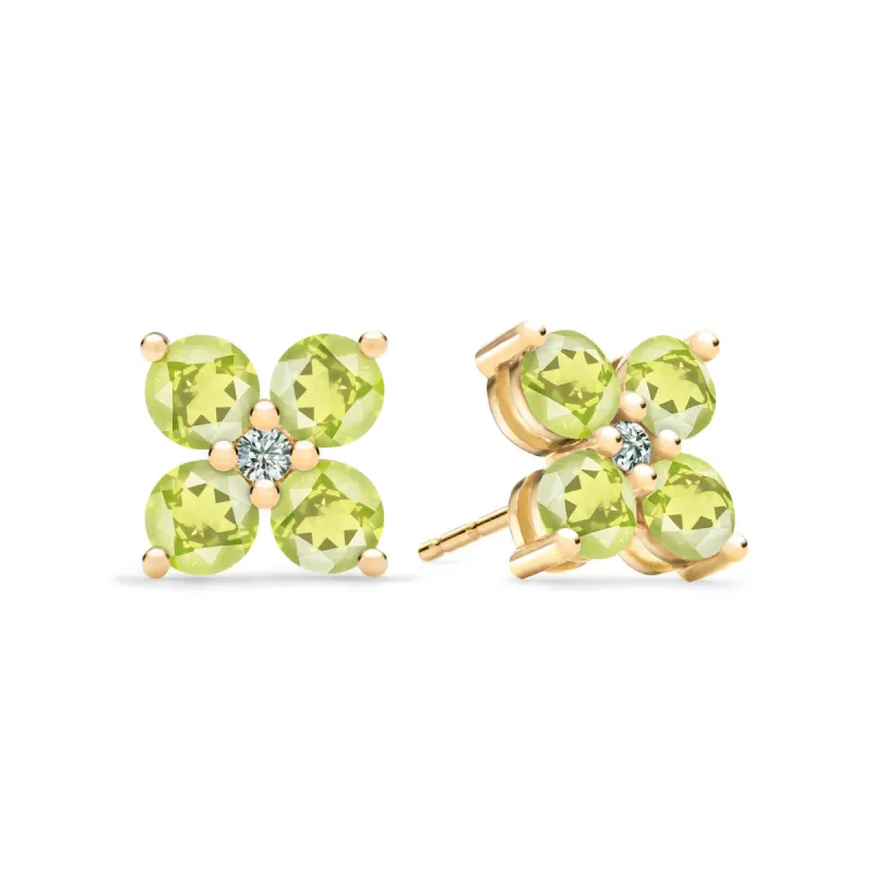 Greenwich 4 Peridot & Diamond Earrings in 14k Gold (August) sold by Haverhill