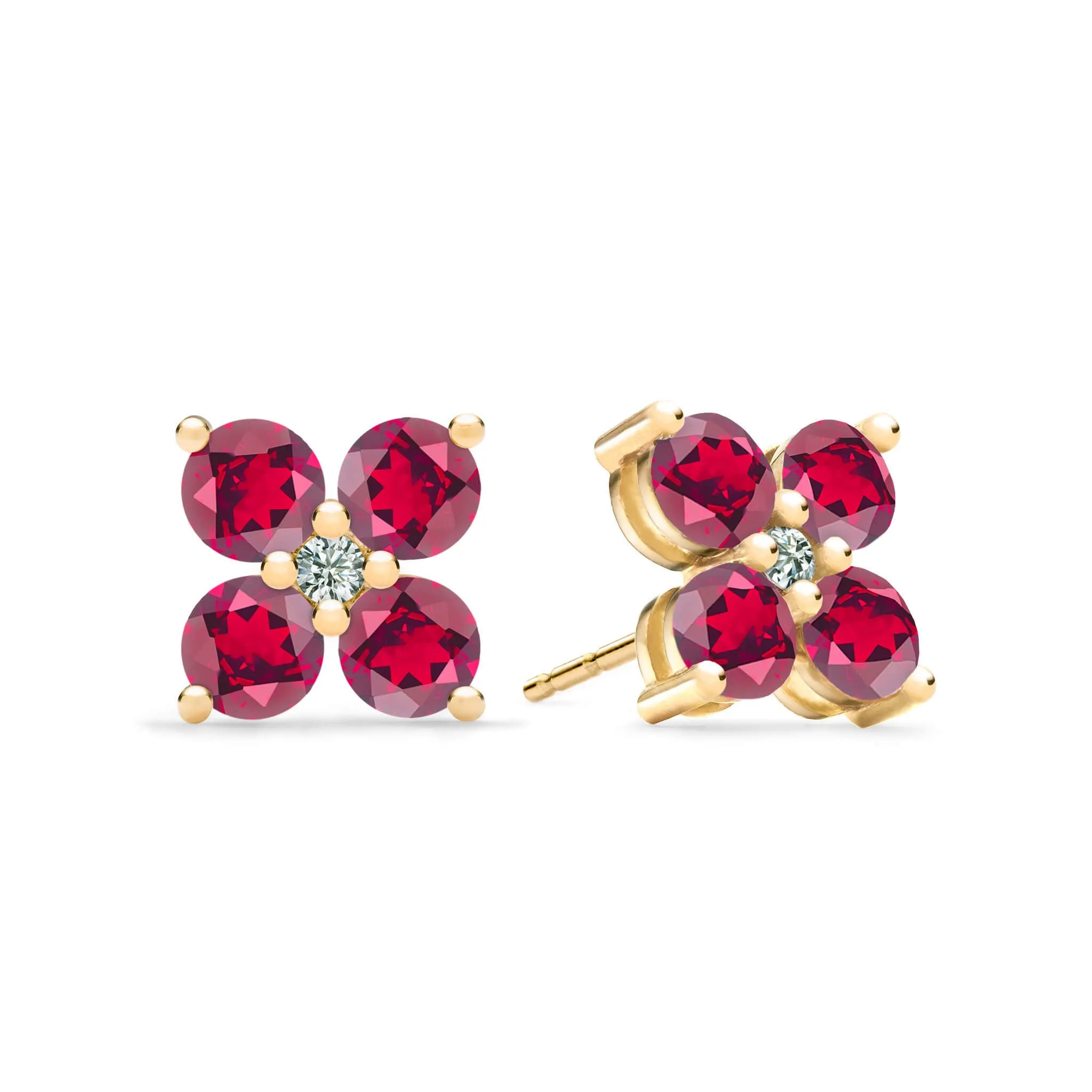 Greenwich 4 Ruby & Diamond Earrings in 14k Gold (July) sold by Haverhill