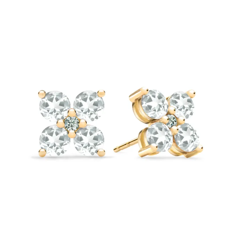 Greenwich 4 White Topaz & Diamond Earrings in 14k Gold (April) sold by Haverhill