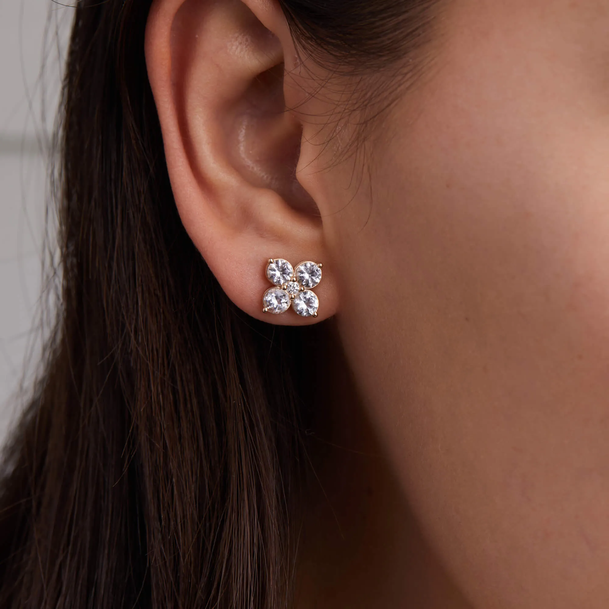 Greenwich 4 White Topaz & Diamond Earrings in 14k Gold (April) sold by Haverhill product image thumbnail 3