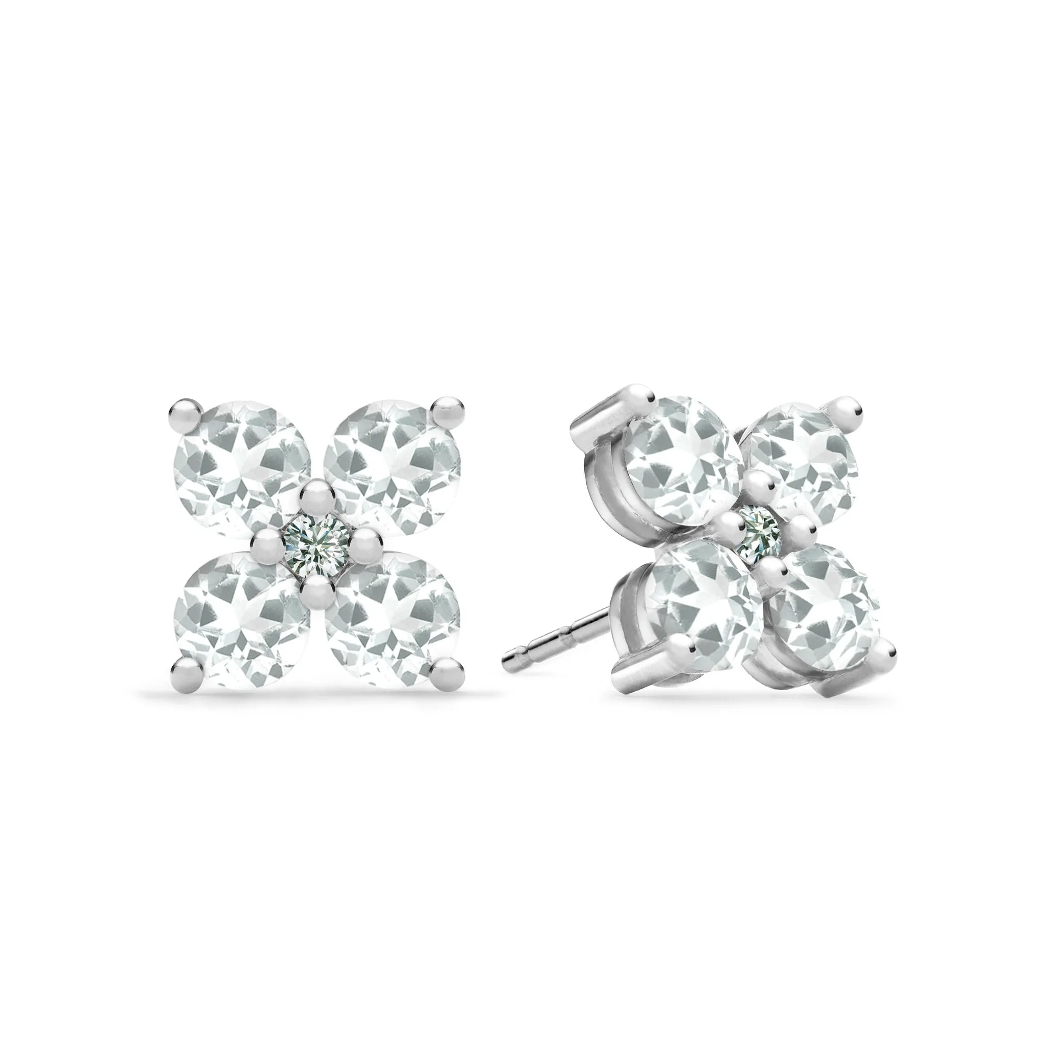Greenwich 4 White Topaz & Diamond Earrings in 14k Gold (April) sold by Haverhill product image thumbnail 5
