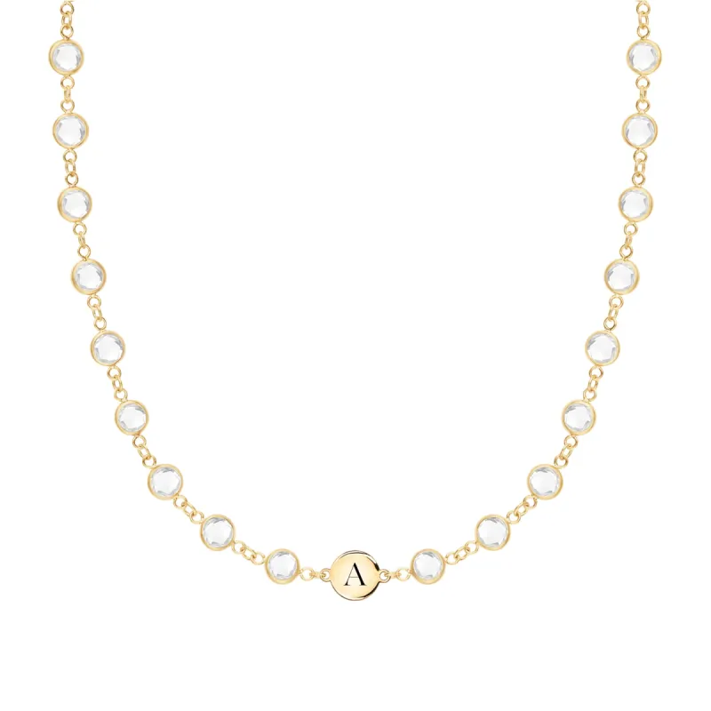 Newport 1 Letter Birthstone Necklace in 14k Gold sold by Haverhill