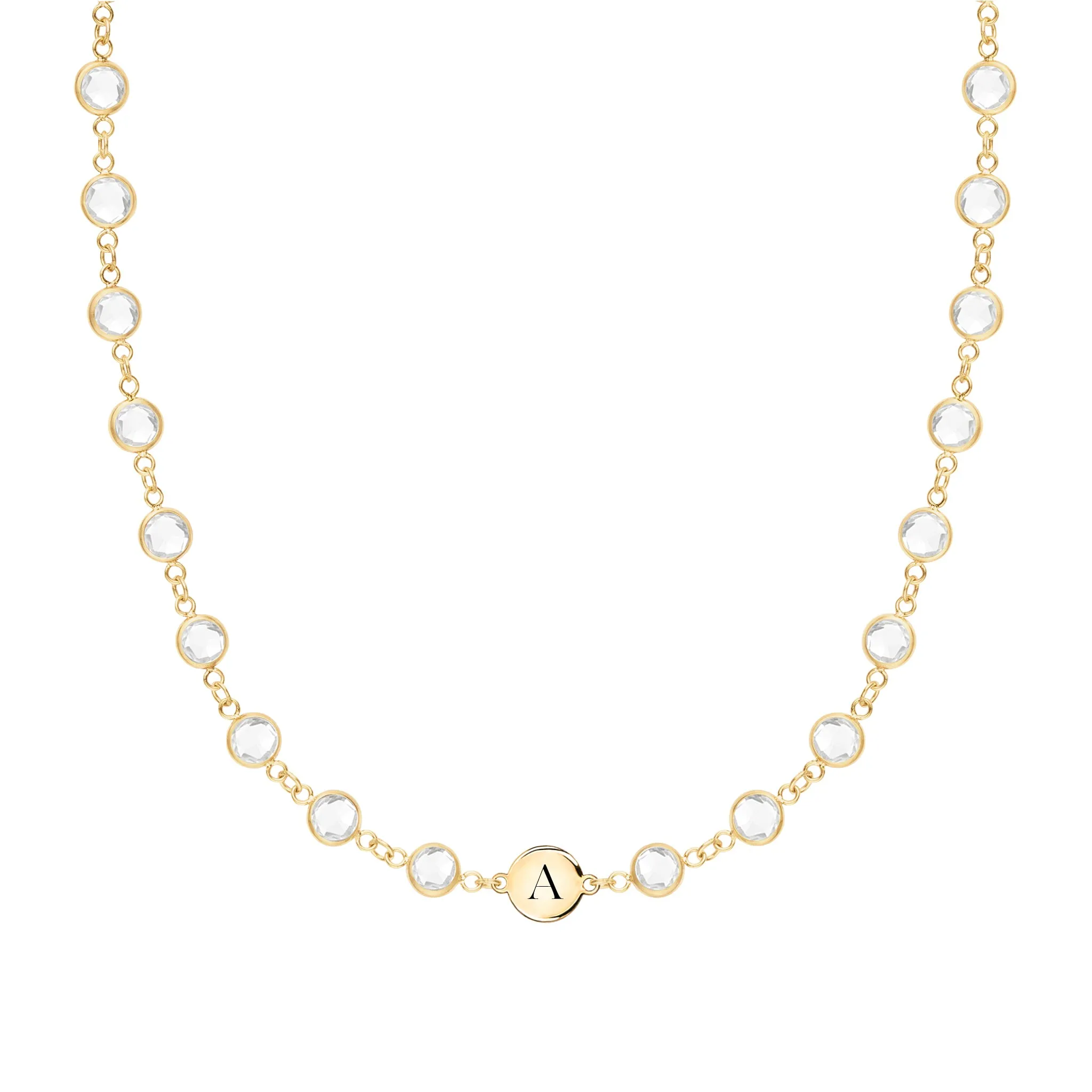 Newport 1 Letter Birthstone Necklace in 14k Gold sold by Haverhill