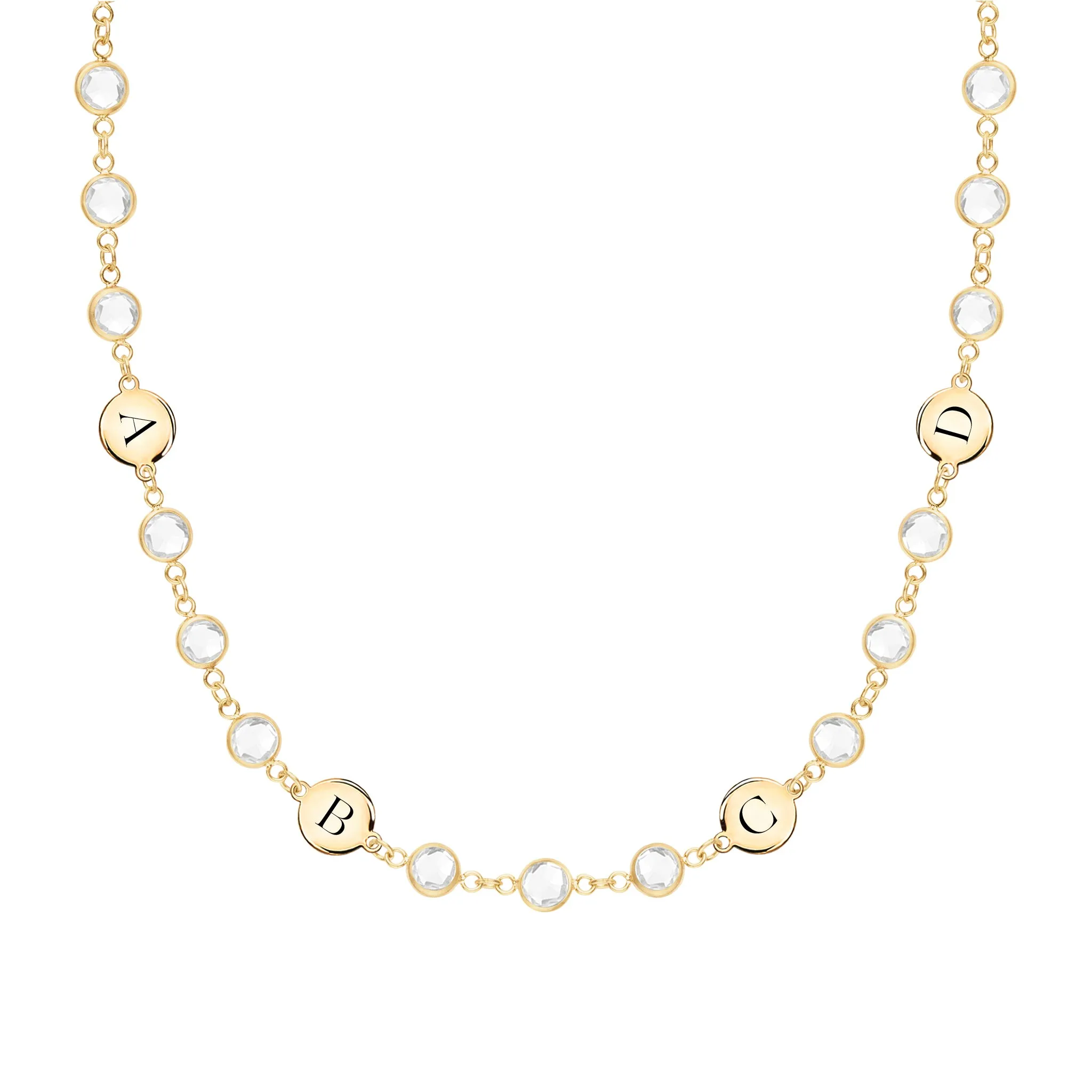 Newport 4 Letter Birthstone Necklace in 14k Gold sold by Haverhill