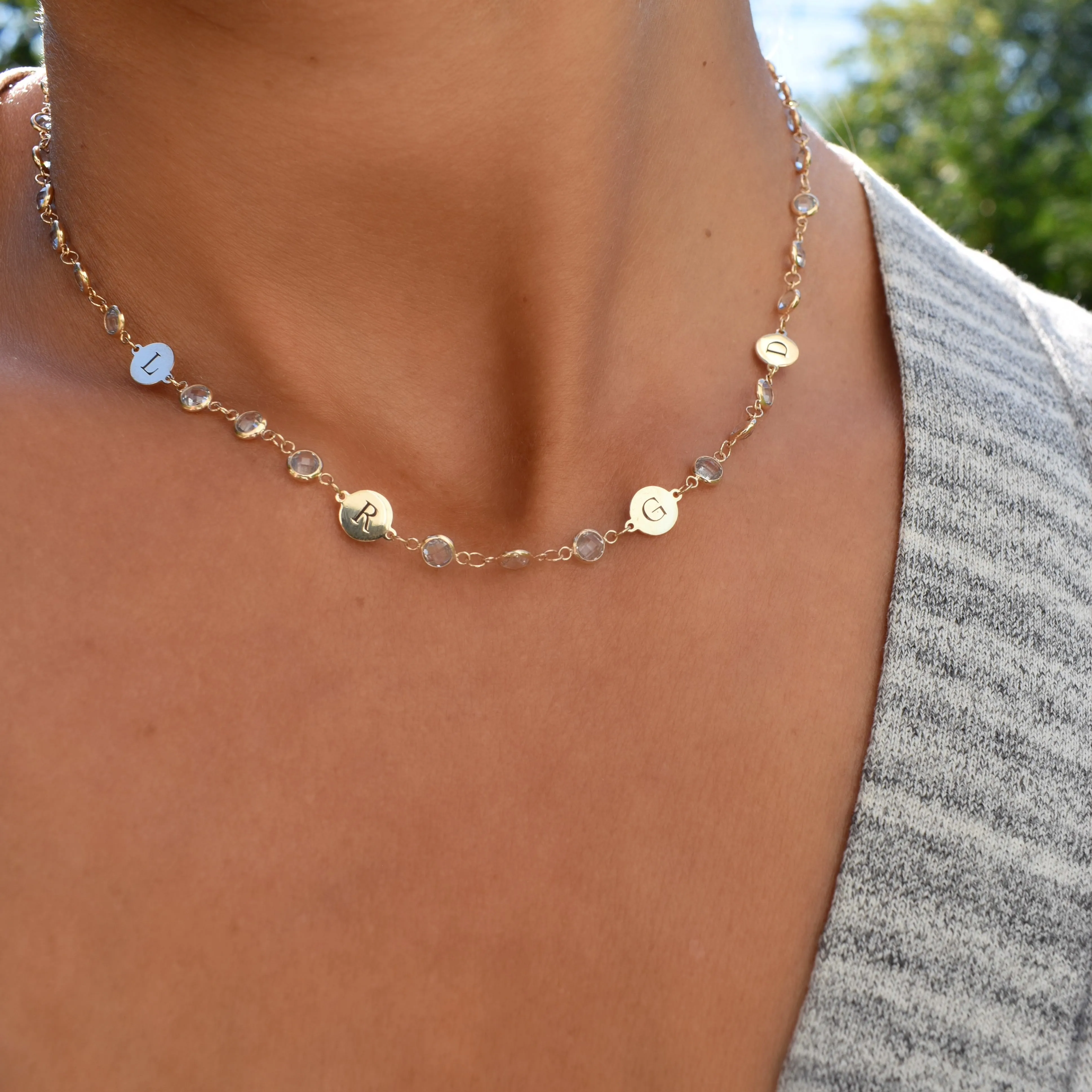 Newport 4 Letter Birthstone Necklace in 14k Gold sold by Haverhill product image thumbnail 3