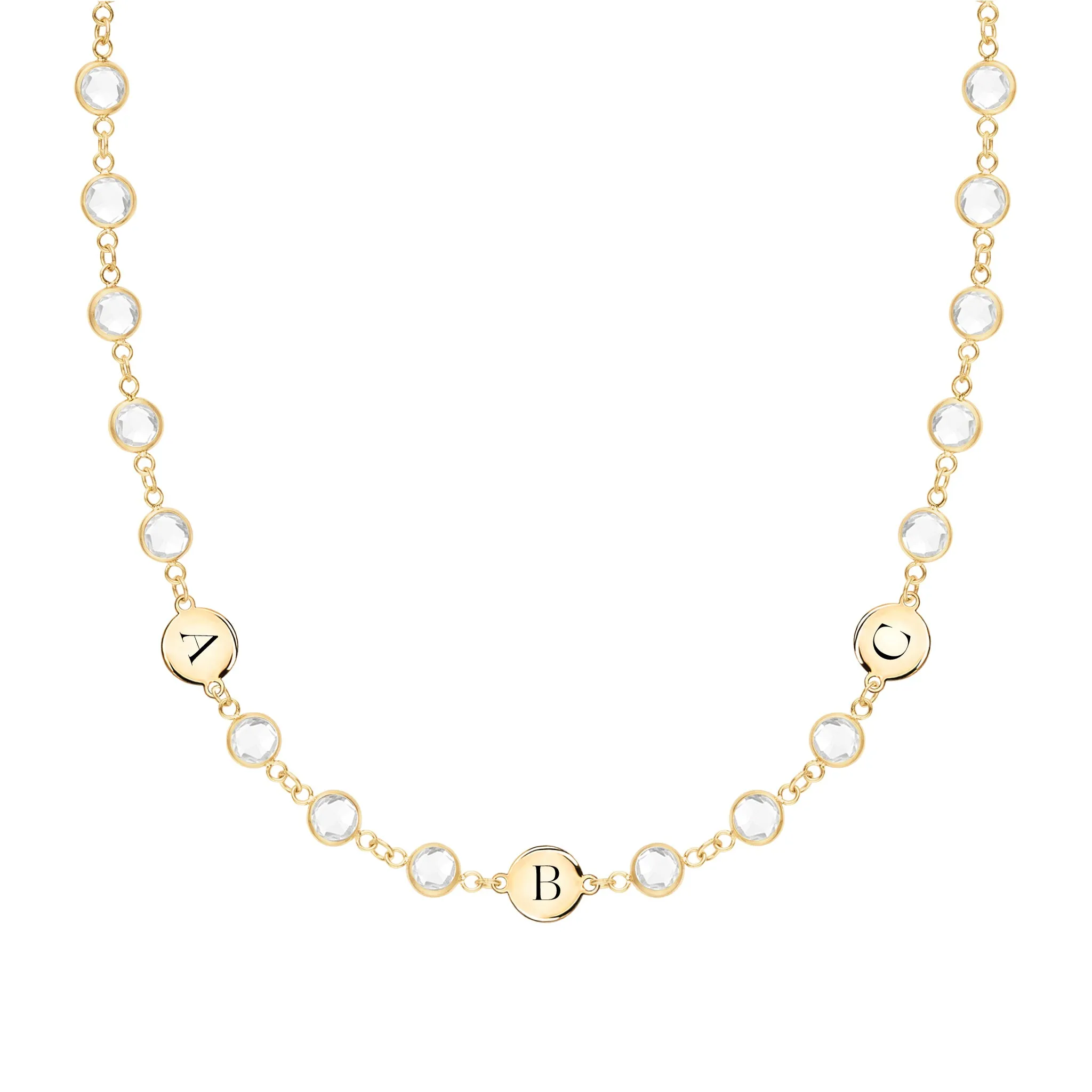 Newport 3 Letter Birthstone Necklace in 14k Gold sold by Haverhill