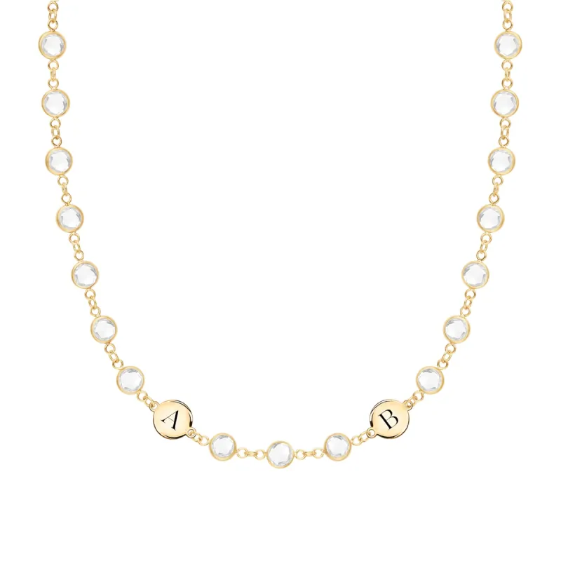 Newport 2 Letter Birthstone Necklace in 14k Gold sold by Haverhill
