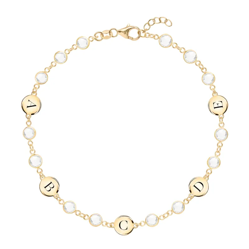 Newport 5 Letter Birthstone Bracelet in 14k Gold sold by Haverhill