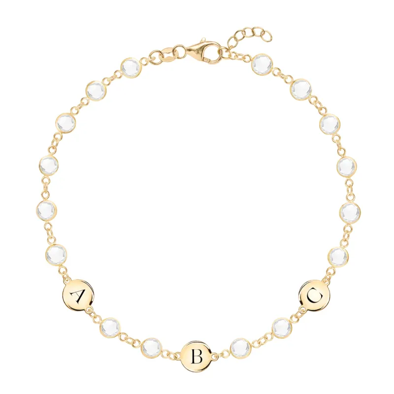 Newport 3 Letter Birthstone Bracelet in 14k Gold sold by Haverhill