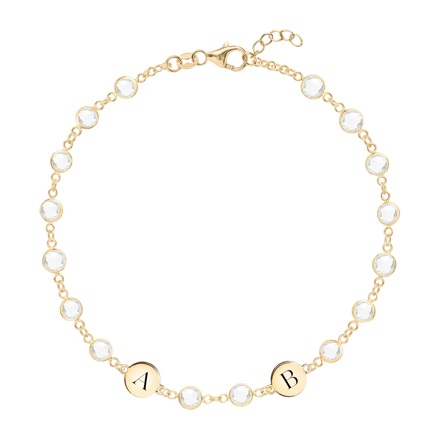 Newport 2 Letter Birthstone Bracelet in 14k Gold sold by Haverhill