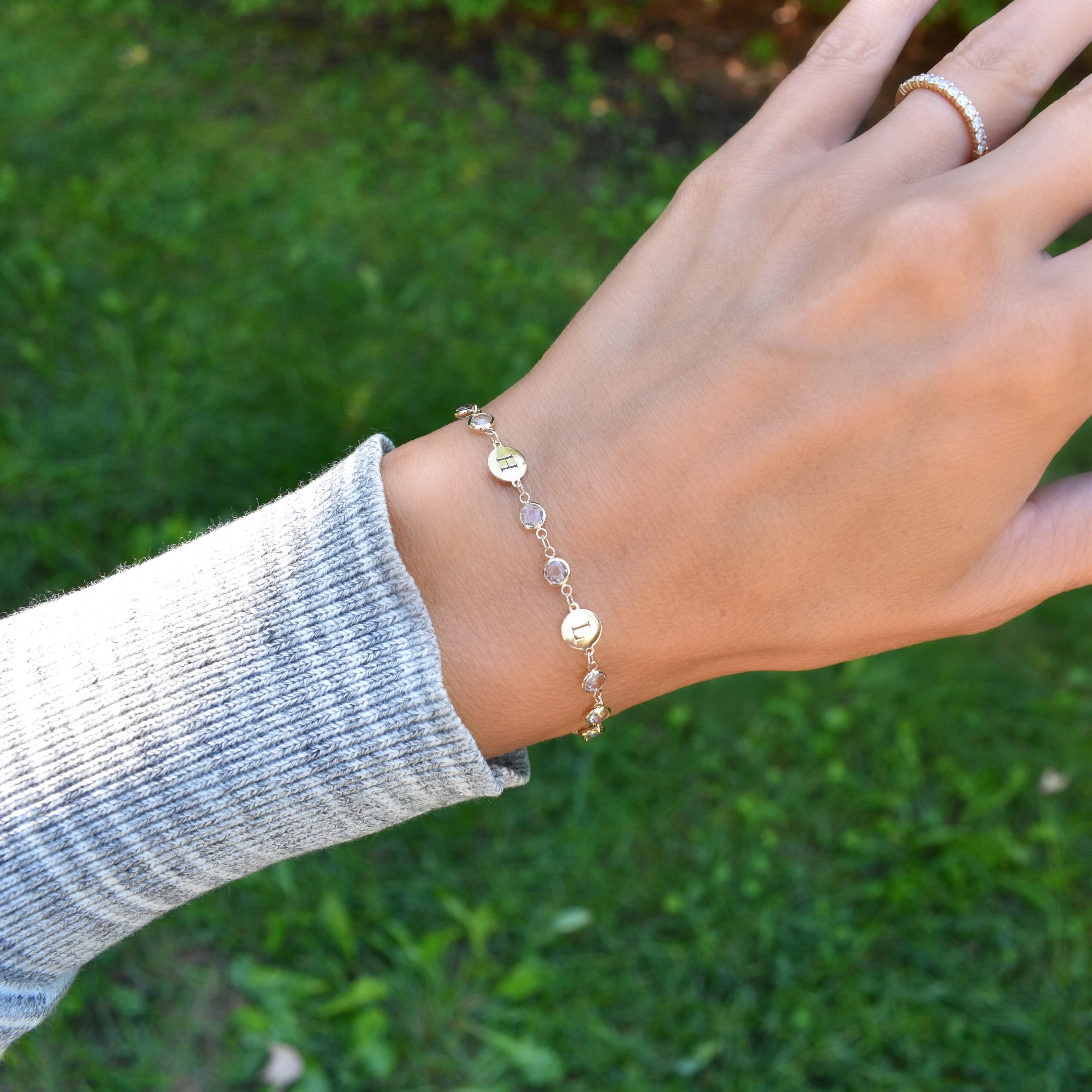 Newport 2 Letter Birthstone Bracelet in 14k Gold sold by Haverhill product image thumbnail 2