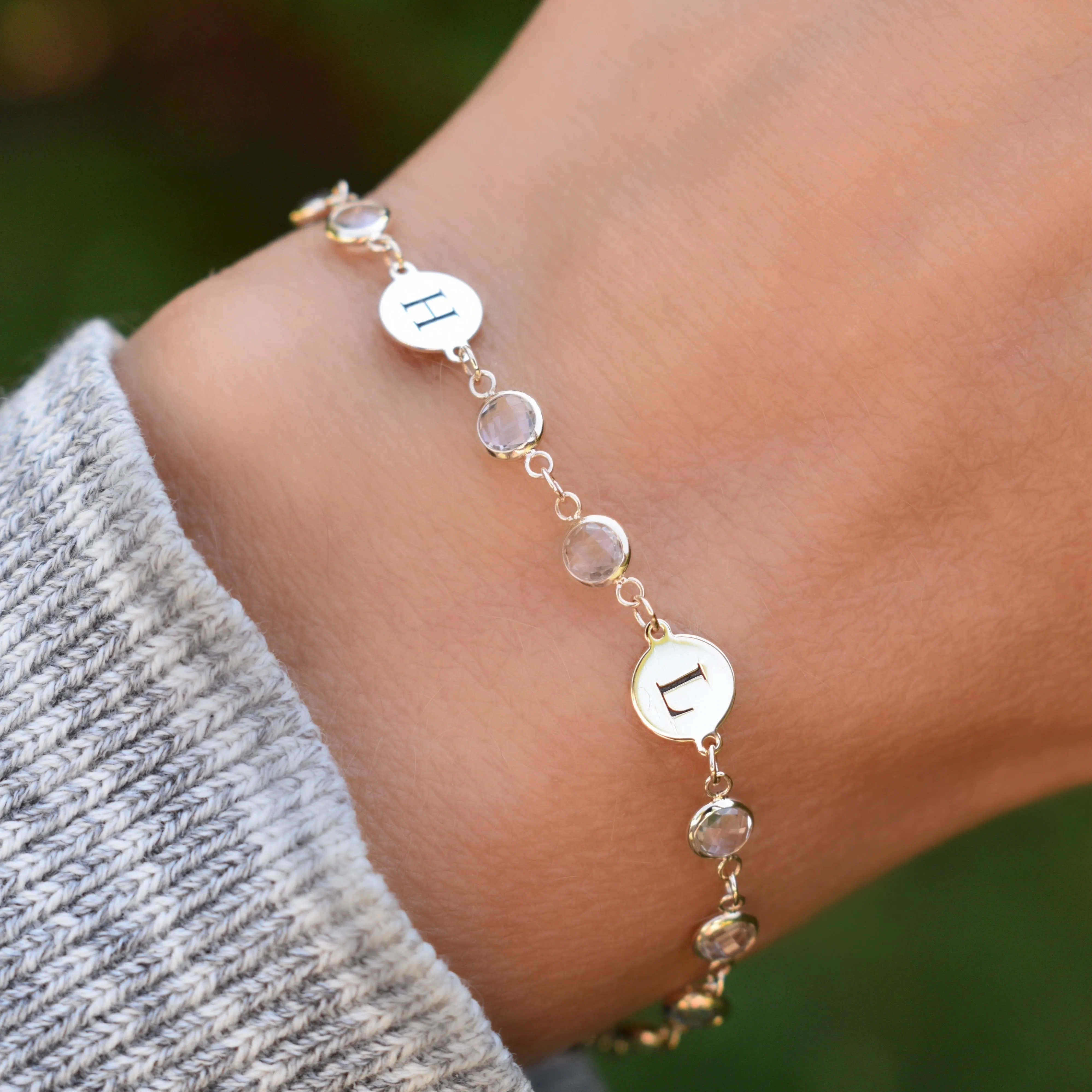 Newport 2 Letter Birthstone Bracelet in 14k Gold sold by Haverhill product image thumbnail 3