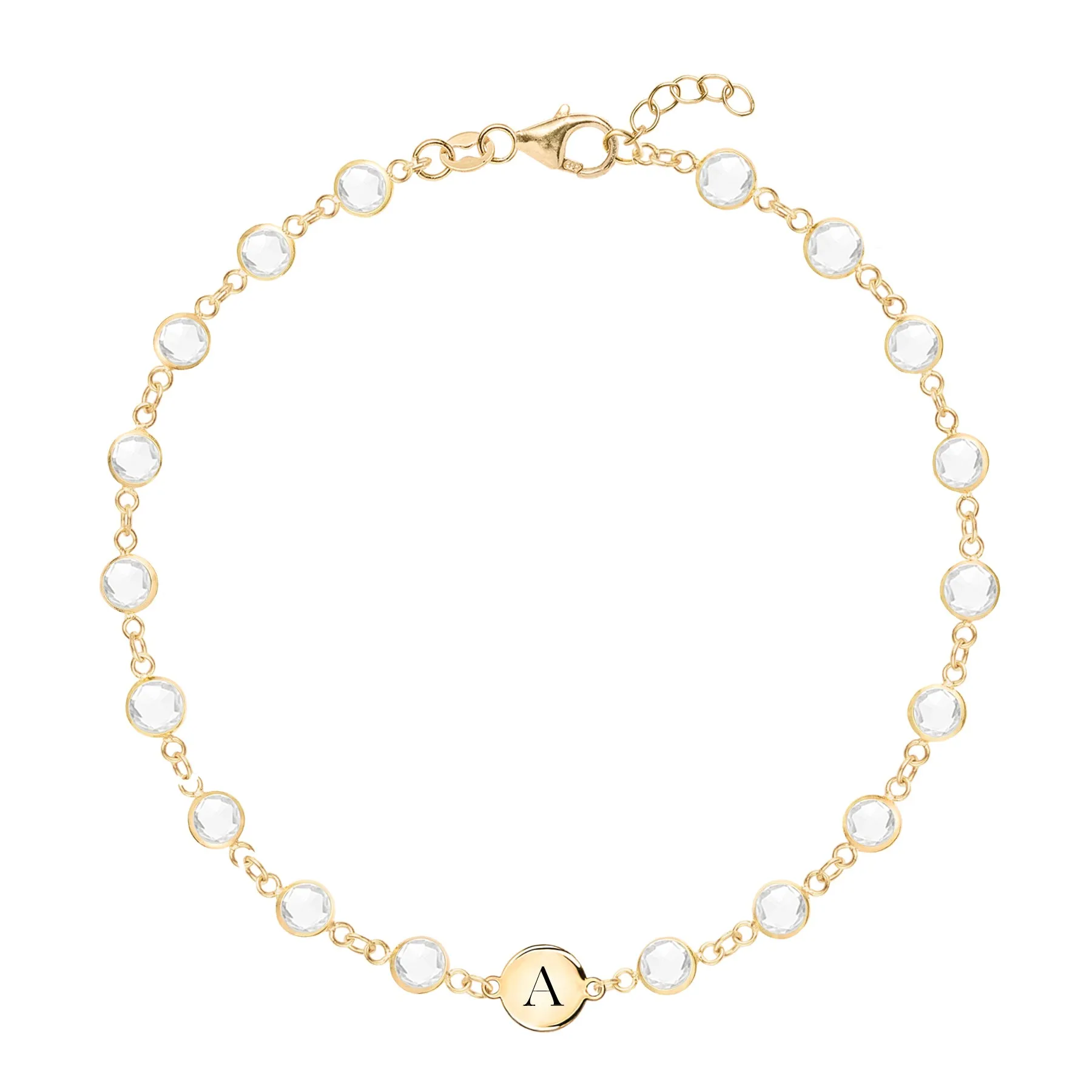 Newport 1 Letter Birthstone Bracelet in 14k Gold sold by Haverhill