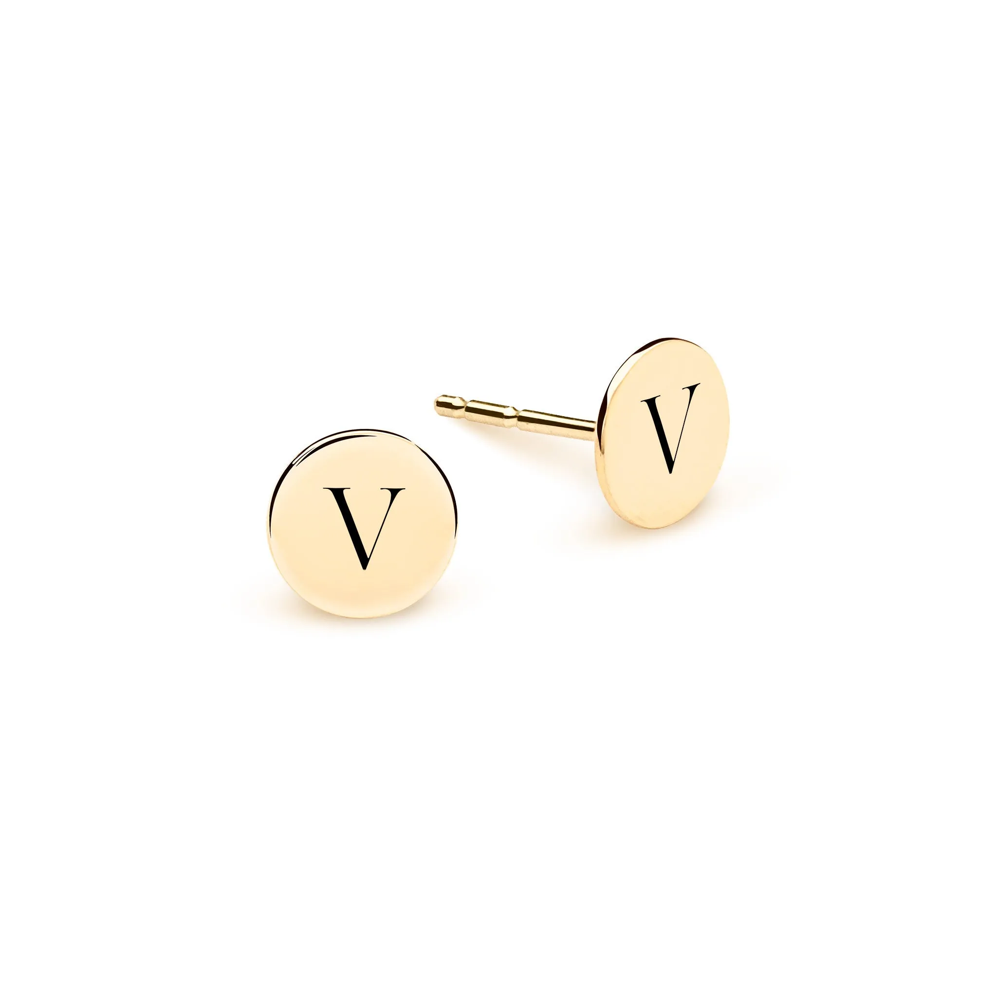 Letter V Stud Earrings in 14k Gold sold by Haverhill