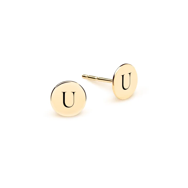 Letter U Stud Earrings in 14k Gold sold by Haverhill