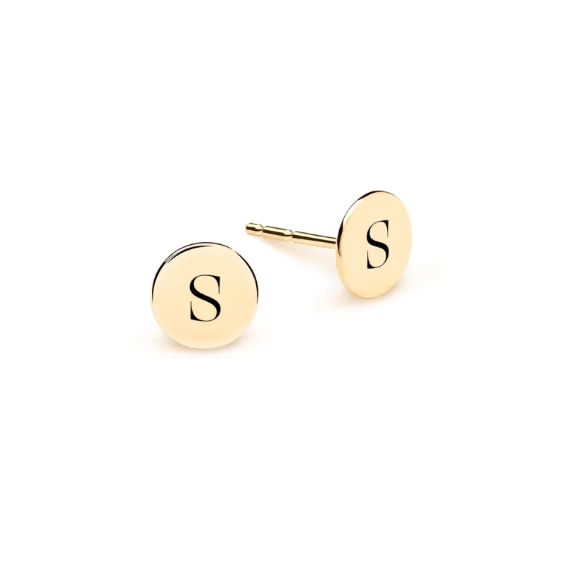 Letter S Stud Earrings in 14k Gold sold by Haverhill