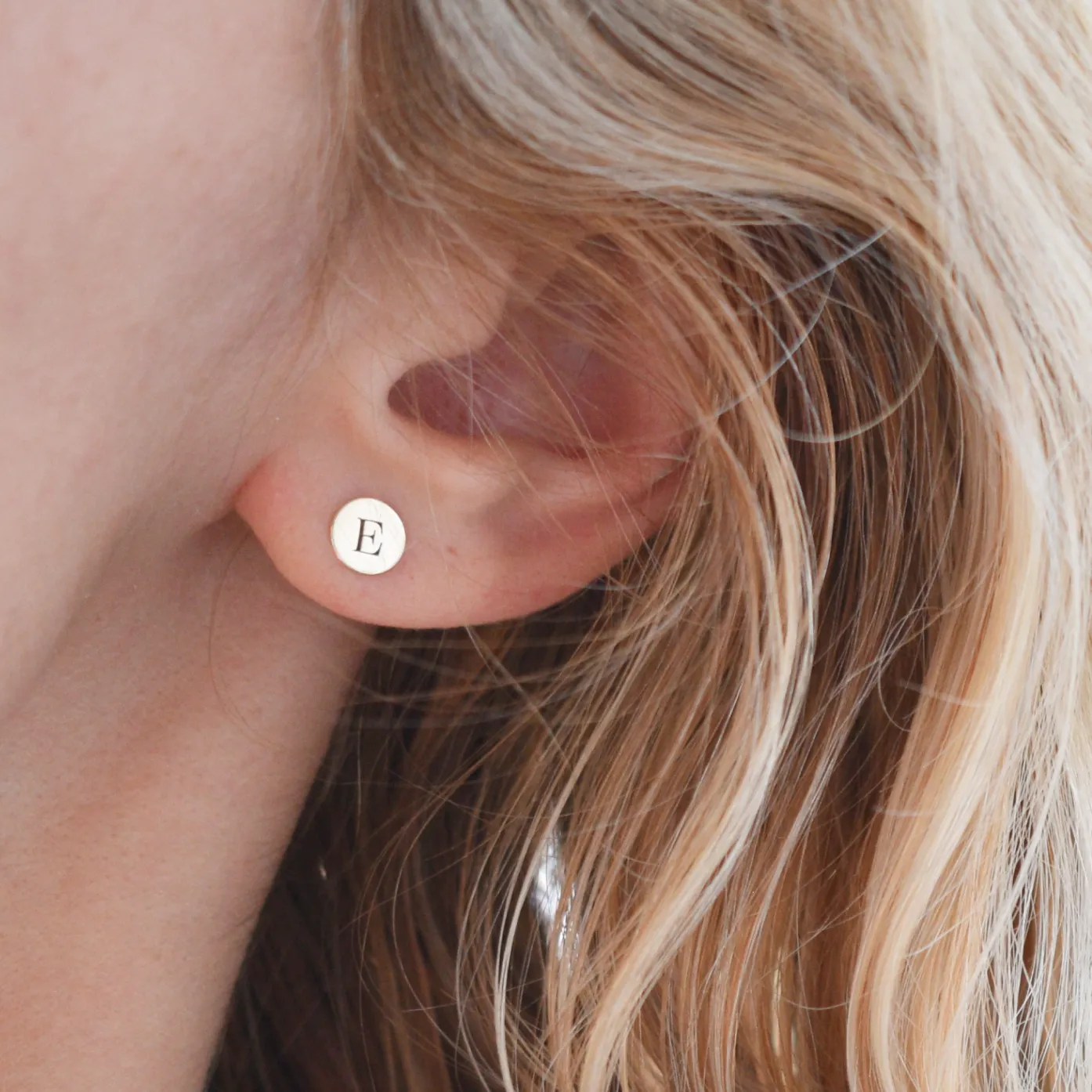 Letter S Stud Earrings in 14k Gold sold by Haverhill product image thumbnail 3