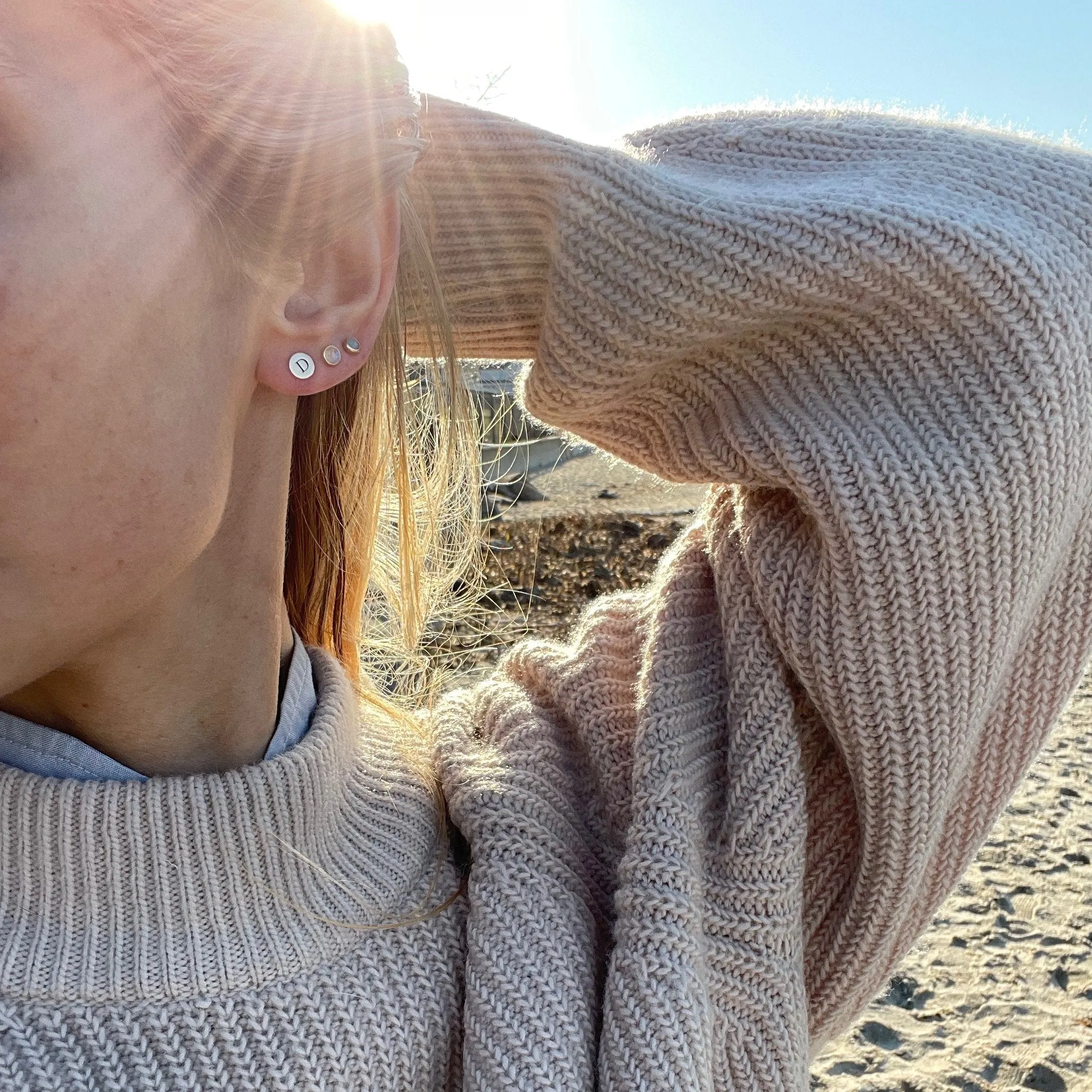 Letter P Stud Earrings in 14k Gold sold by Haverhill product image thumbnail 2