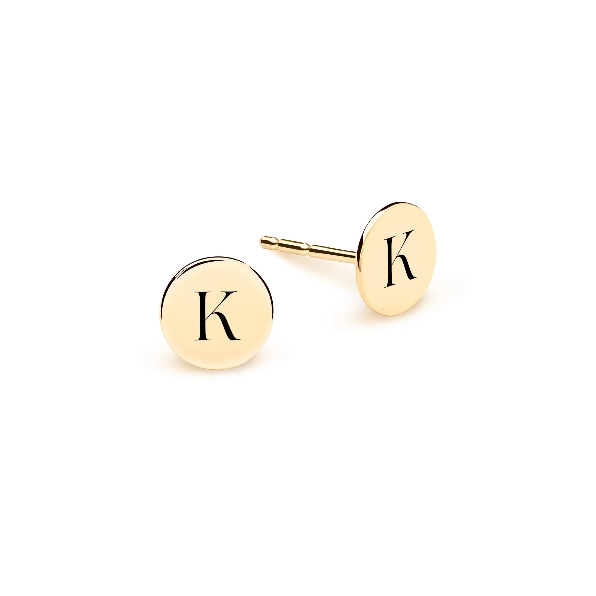 Letter K Stud Earrings in 14k Gold sold by Haverhill