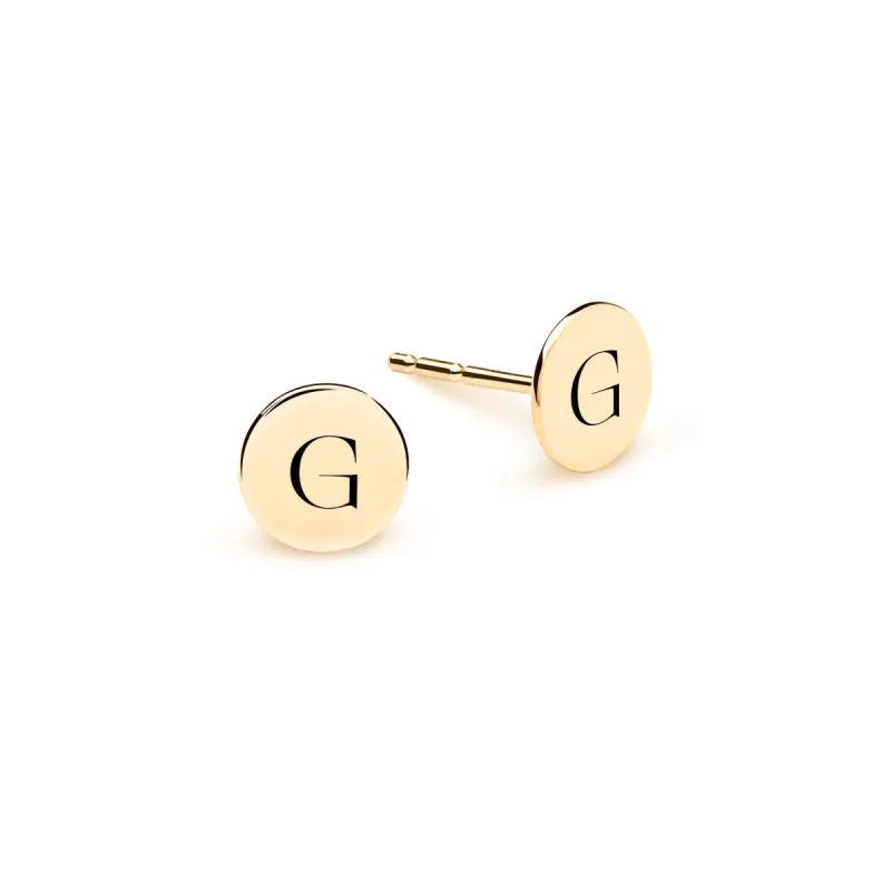 Letter G Stud Earrings in 14k Gold sold by Haverhill