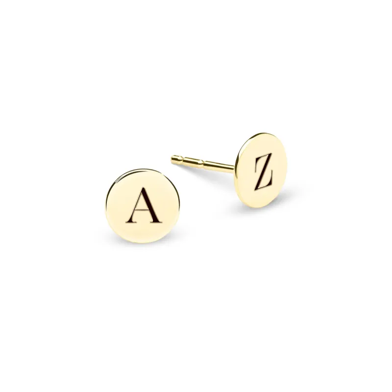 Letter Stud Earrings in 14k Gold sold by Haverhill