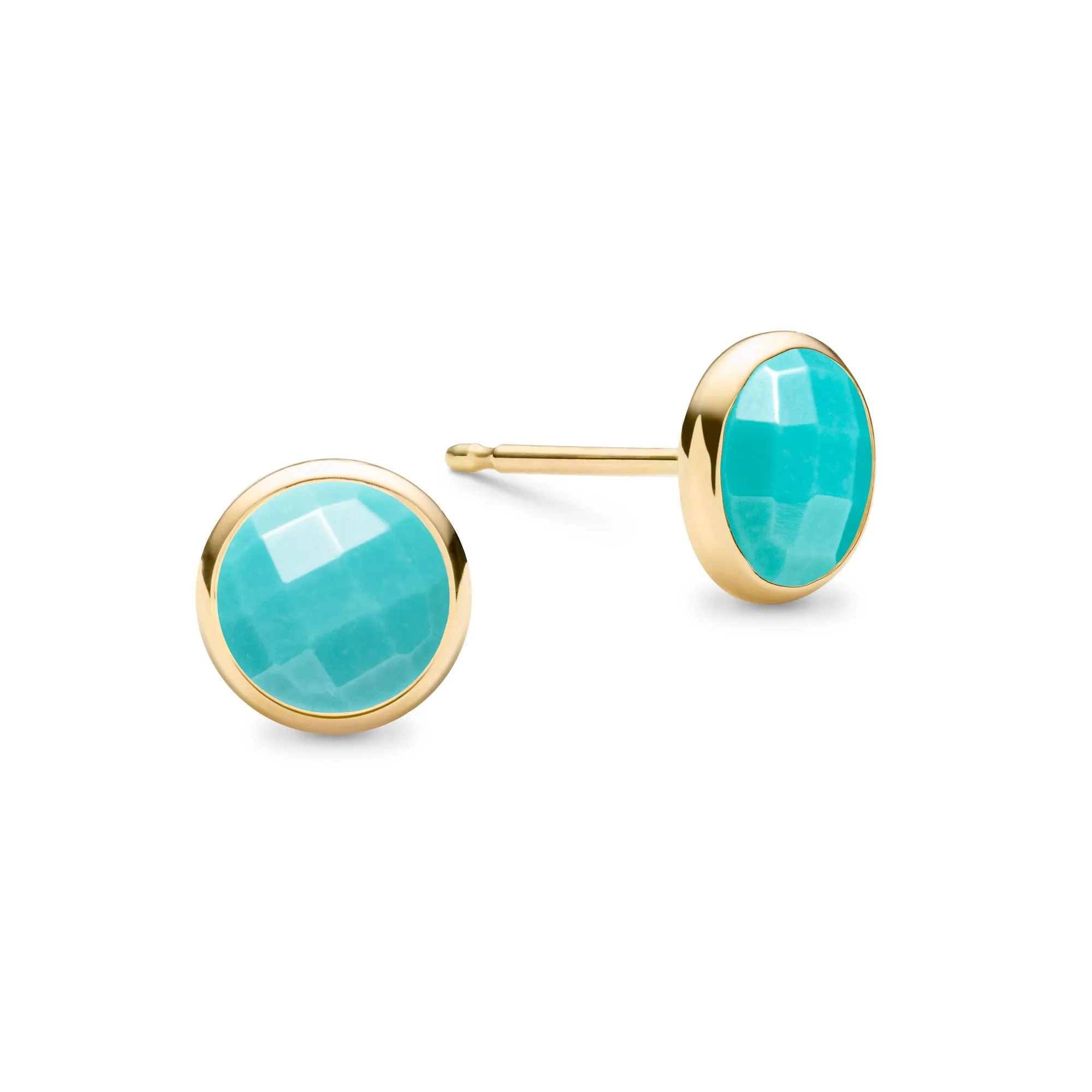 Grand Turquoise Stud Earrings in 14k Gold (December) sold by Haverhill