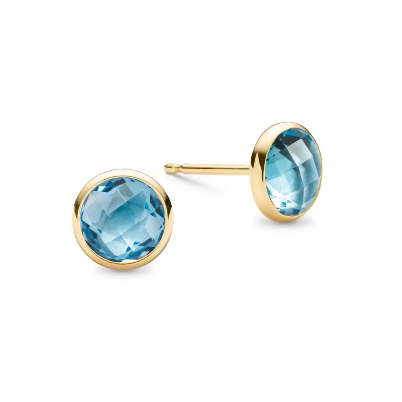Grand Nantucket Blue Topaz Stud Earrings in 14k Gold (December) sold by Haverhill
