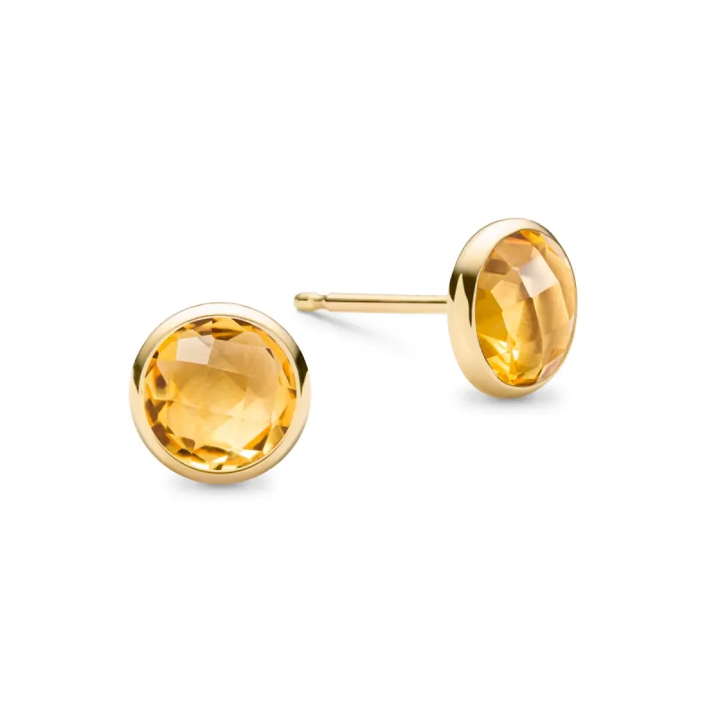 Grand Citrine Stud Earrings in 14k Gold (November) sold by Haverhill