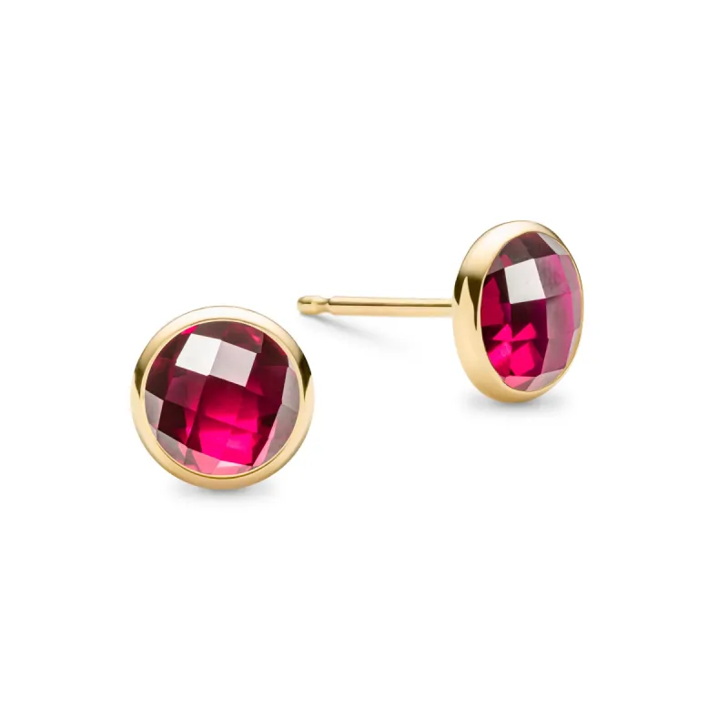 Grand Ruby Stud Earrings in 14k Gold (July) sold by Haverhill