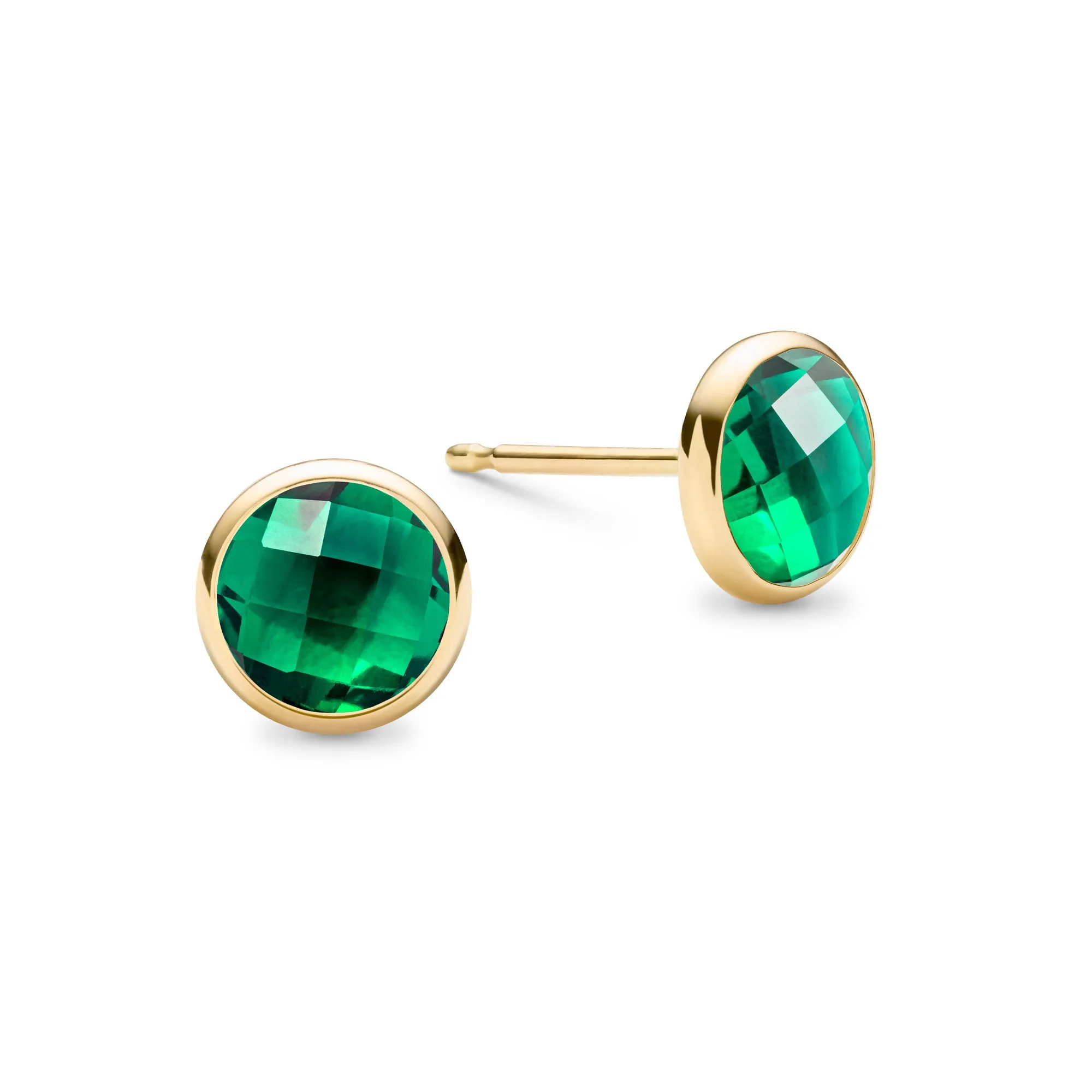 Grand Emerald Stud Earrings in 14k Gold (May) sold by Haverhill