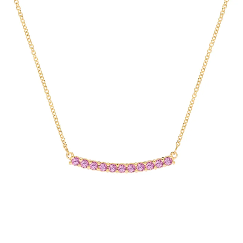 Rosecliff Pink Sapphire Bar Necklace in 14k Gold (October) sold by Haverhill
