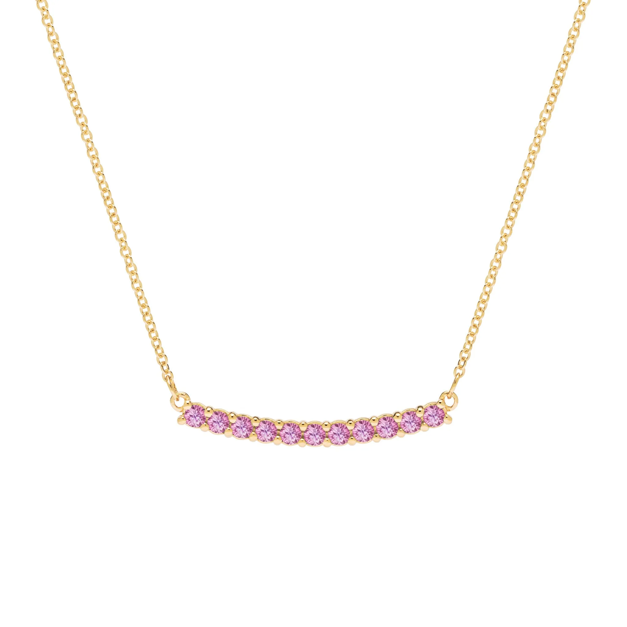 Rosecliff Pink Sapphire Bar Necklace in 14k Gold (October) sold by Haverhill