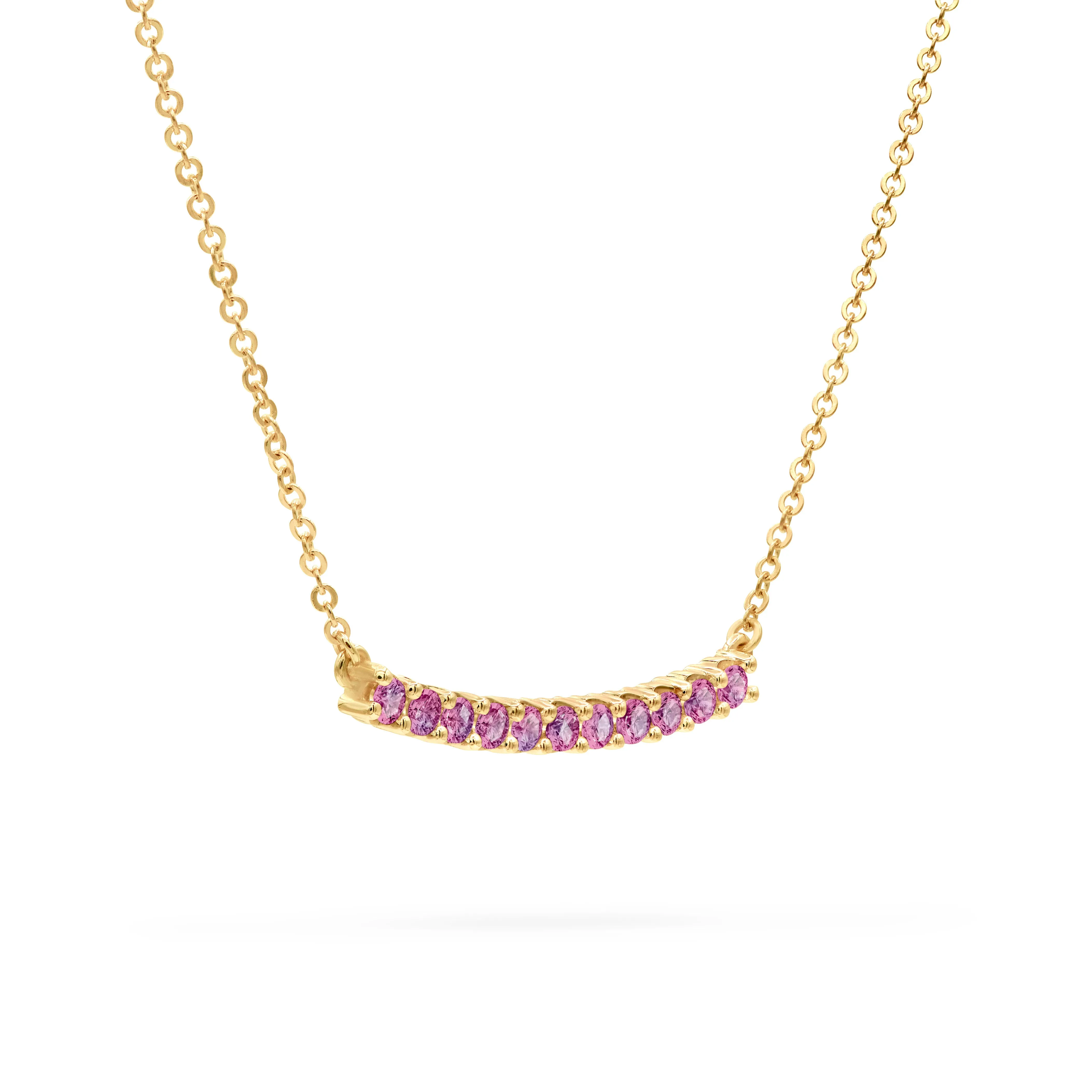 Rosecliff Pink Sapphire Bar Necklace in 14k Gold (October) sold by Haverhill product image thumbnail 4