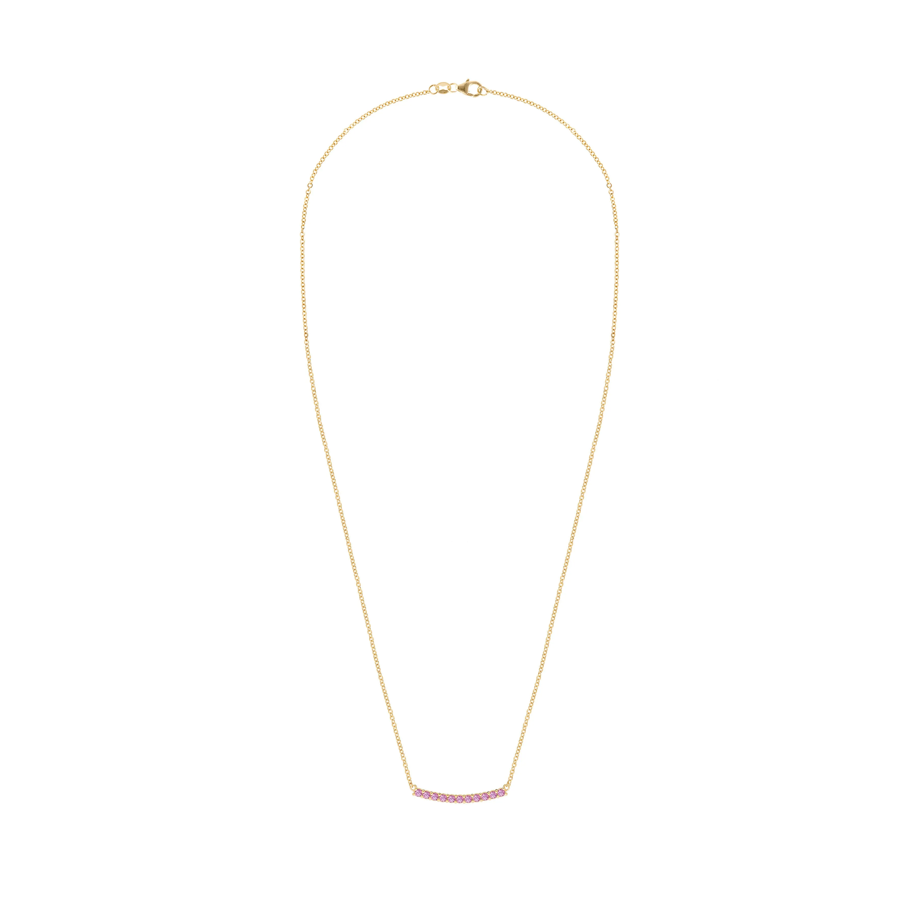 Rosecliff Pink Sapphire Bar Necklace in 14k Gold (October) sold by Haverhill product image thumbnail 5