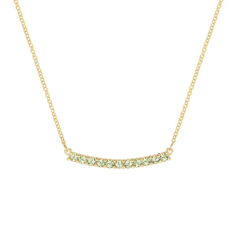 Rosecliff Peridot Bar Necklace in 14k Gold (August) sold by Haverhill