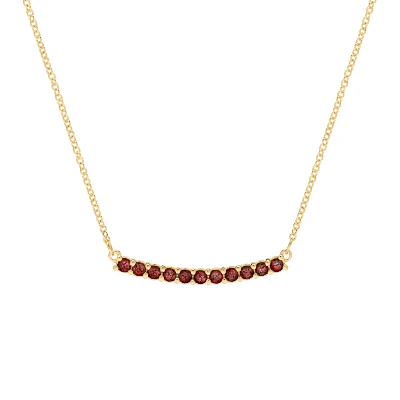 Rosecliff Garnet Bar Necklace in 14k Gold (January) sold by Haverhill