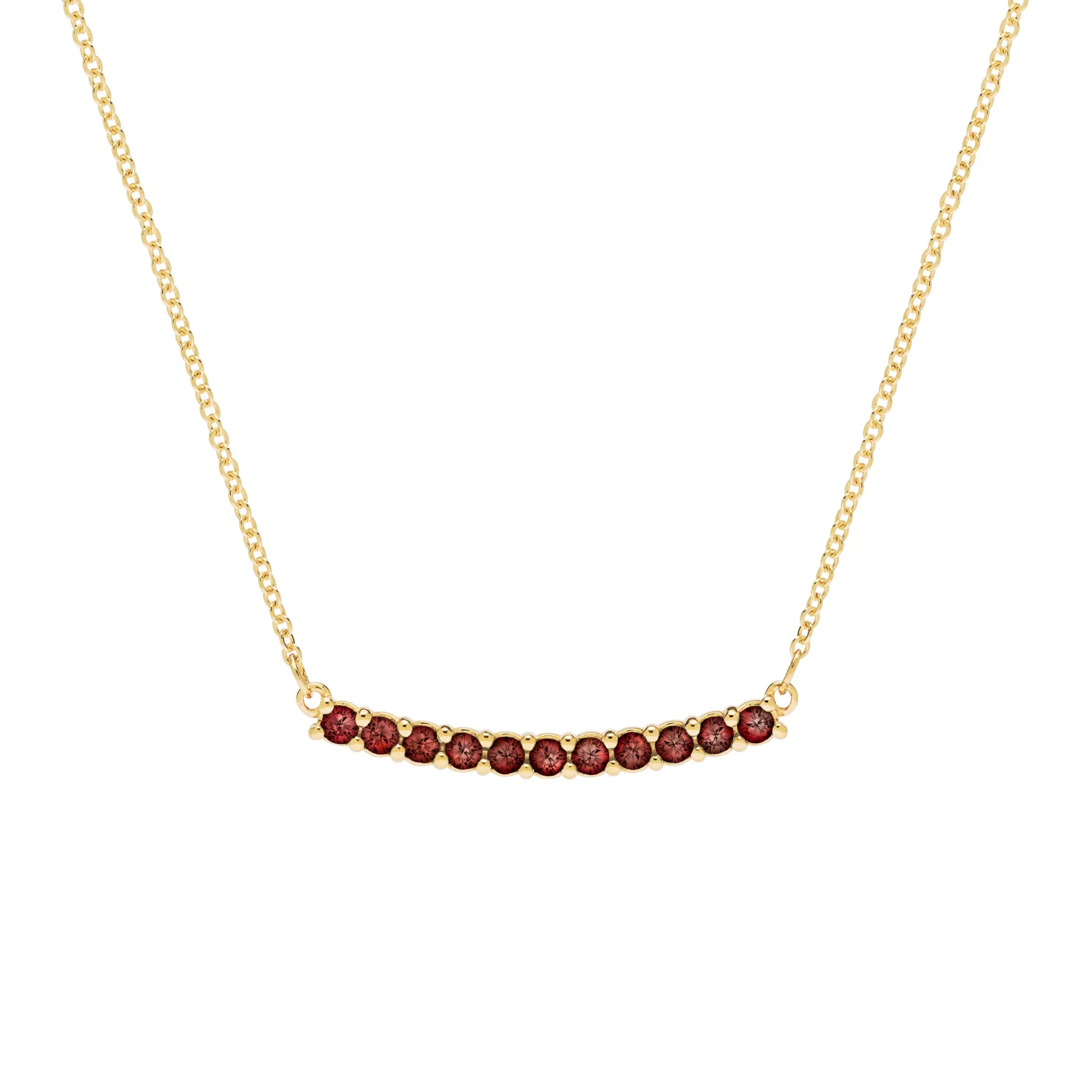 Rosecliff Garnet Bar Necklace in 14k Gold (January) sold by Haverhill