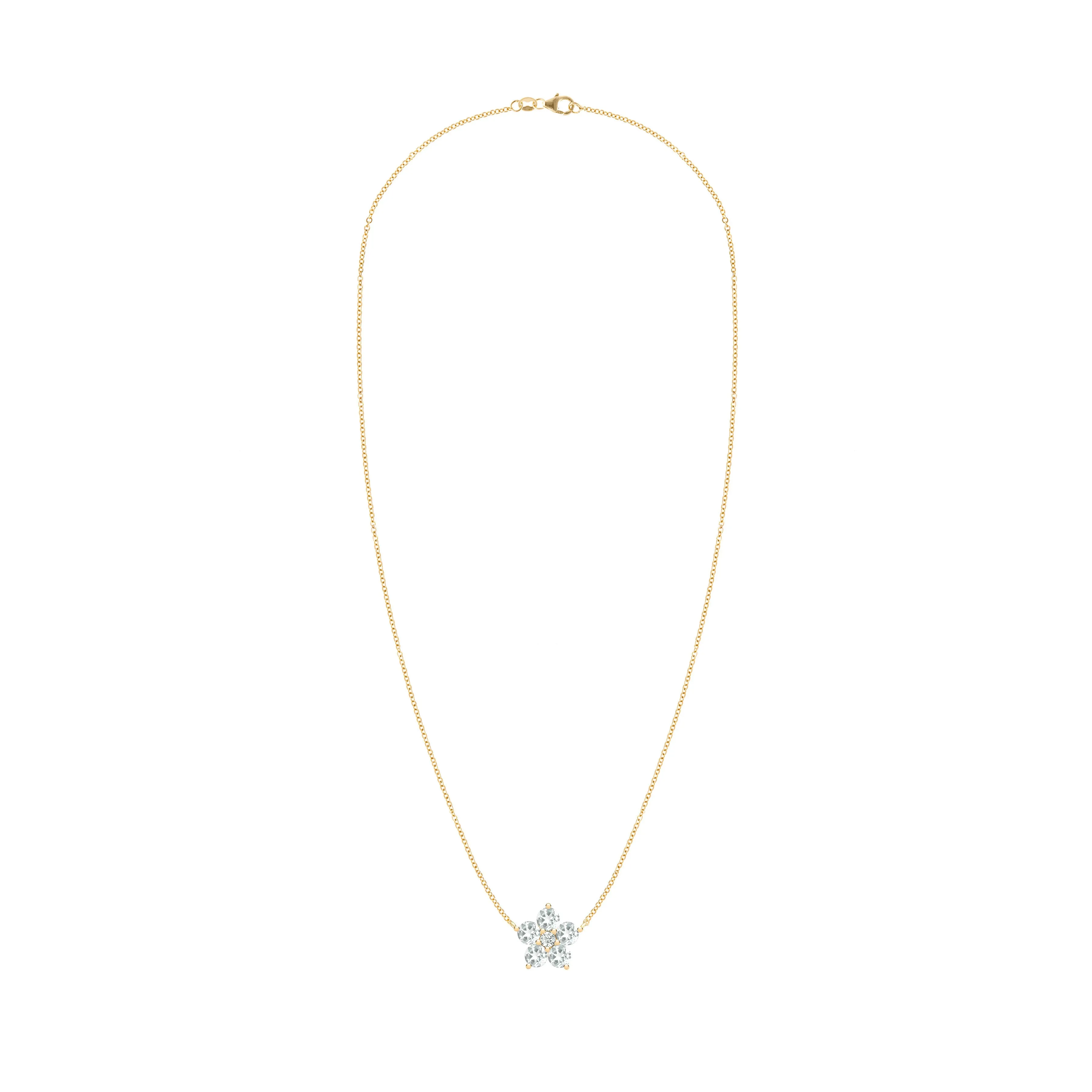 Greenwich Flower White Topaz & Diamond Necklace in 14k Gold (April) sold by Haverhill product image thumbnail 4