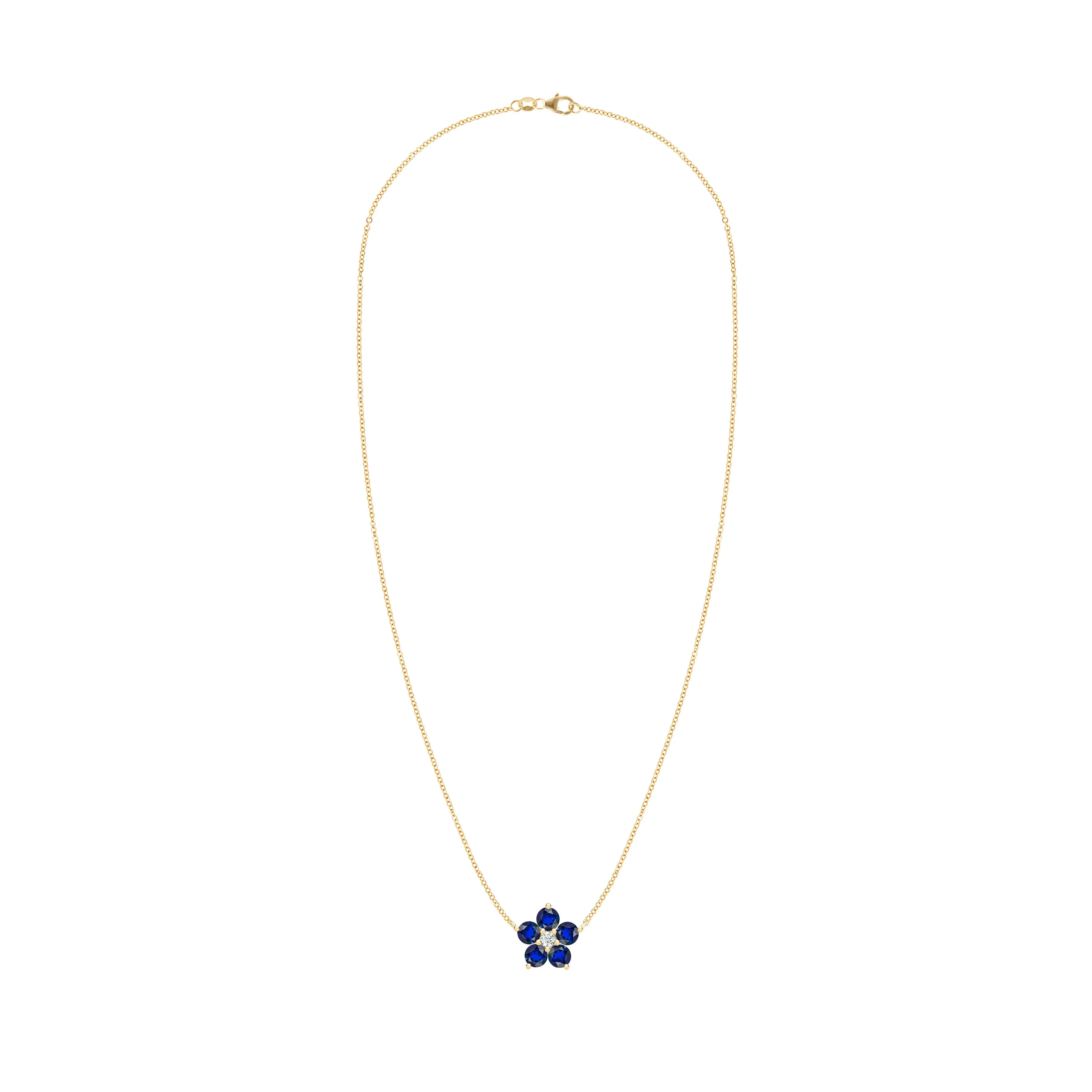 Greenwich Flower Sapphire & Diamond Necklace in 14k Gold (September) sold by Haverhill product image thumbnail 4