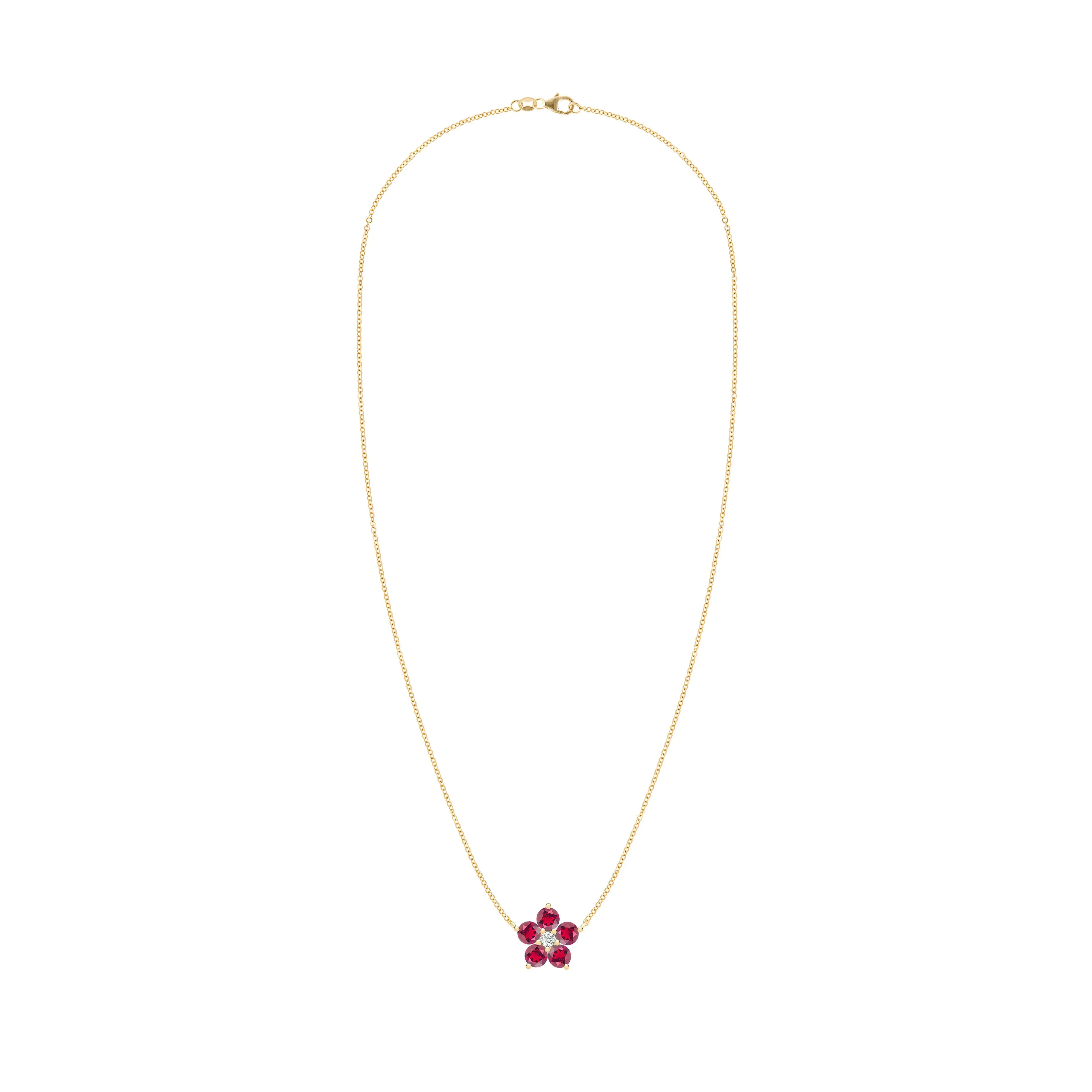 Greenwich Flower Ruby & Diamond Necklace in 14k Gold (July) sold by Haverhill product image thumbnail 4