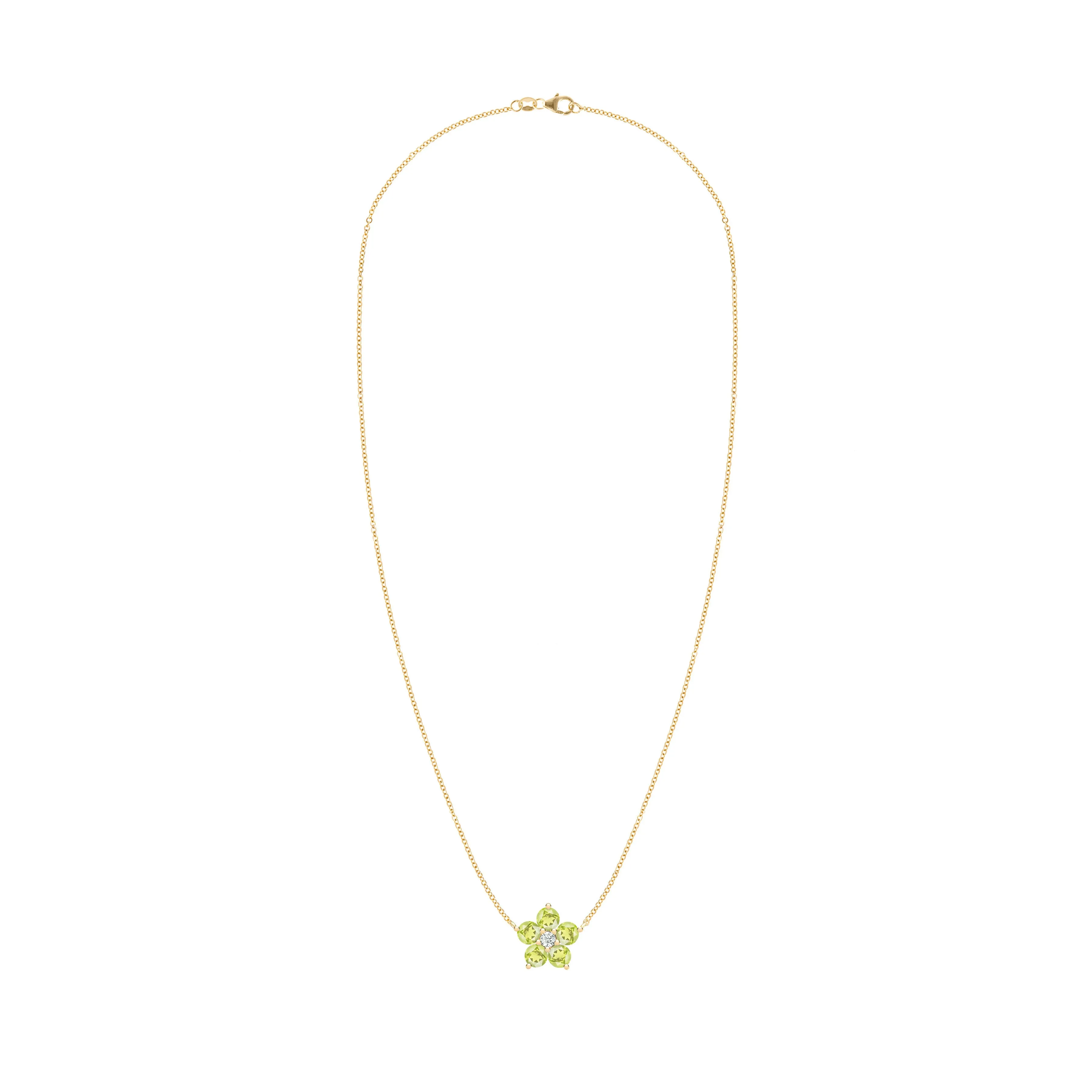 Greenwich Flower Peridot & Diamond Necklace in 14k Gold (August) sold by Haverhill product image thumbnail 4