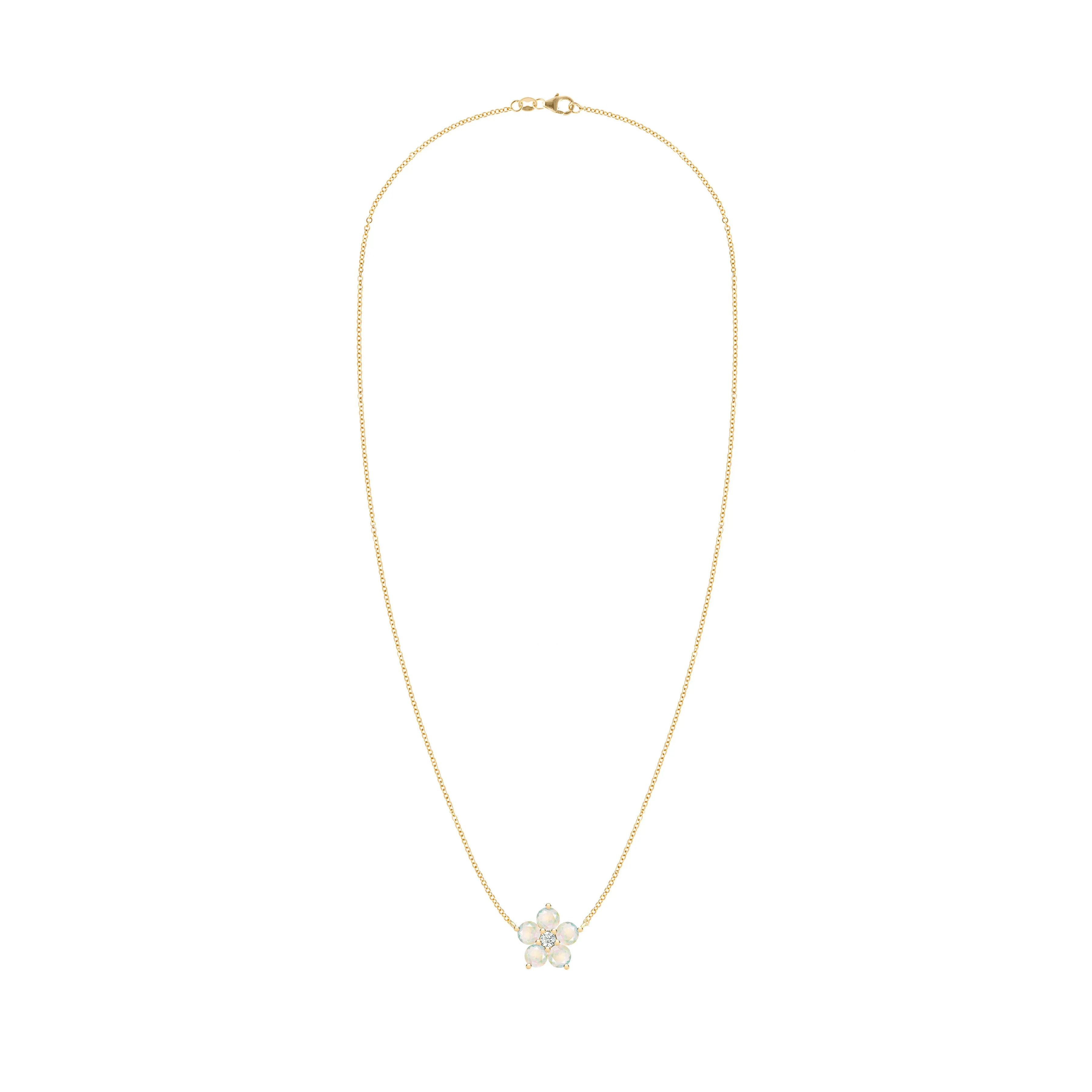 Greenwich Flower Opal & Diamond Necklace in 14k Gold (October) sold by Haverhill product image thumbnail 5
