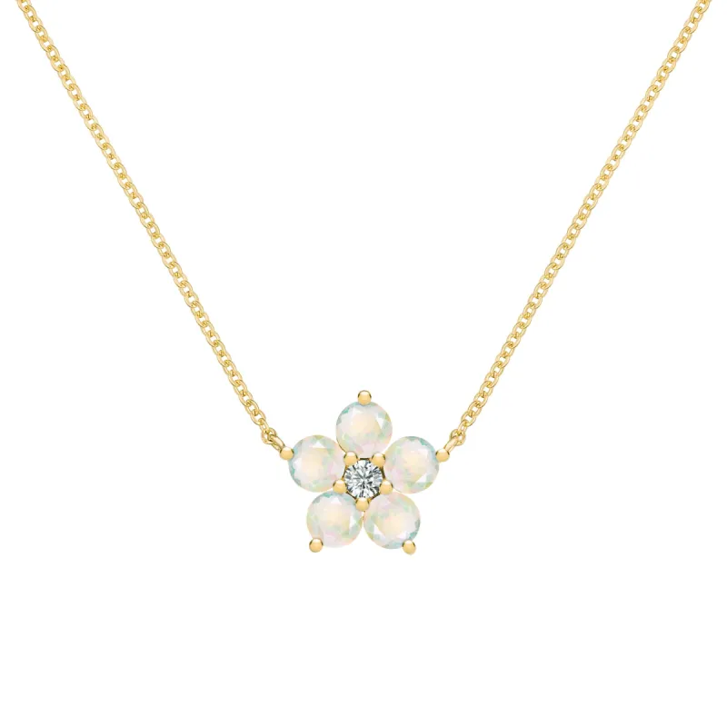 Greenwich Flower Opal & Diamond Necklace in 14k Gold (October) sold by Haverhill