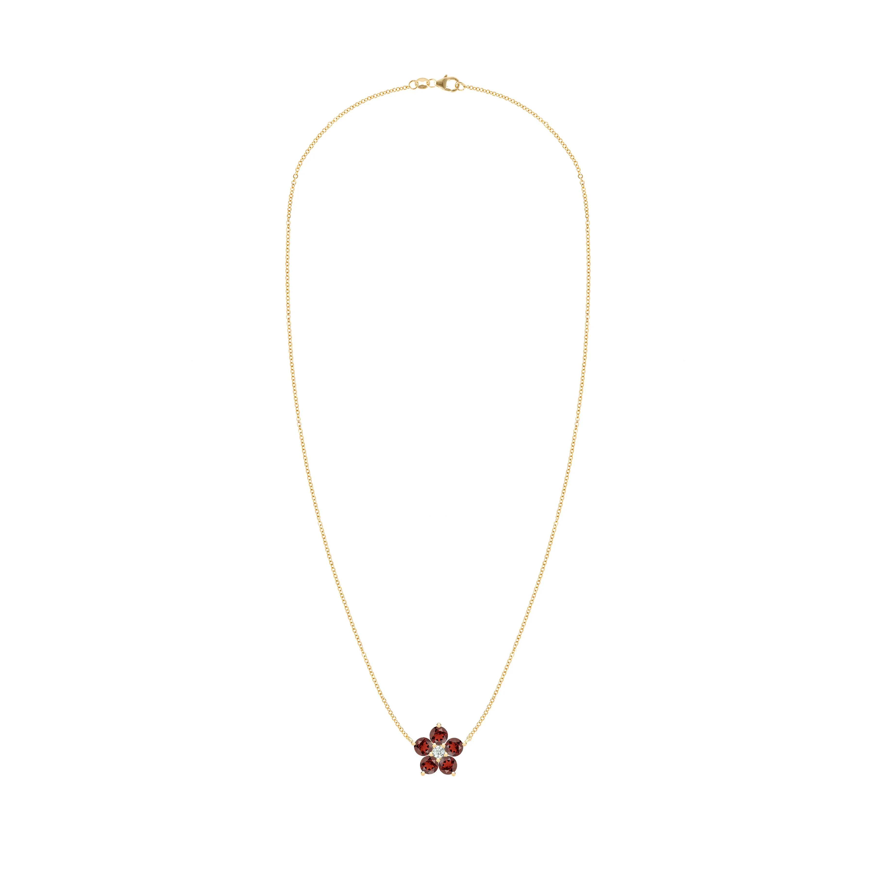 Greenwich Flower Garnet & Diamond Necklace in 14k Gold (January) sold by Haverhill product image thumbnail 4