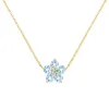 Greenwich Flower Aquamarine & Diamond Necklace in 14k Gold (March) sold by Haverhill