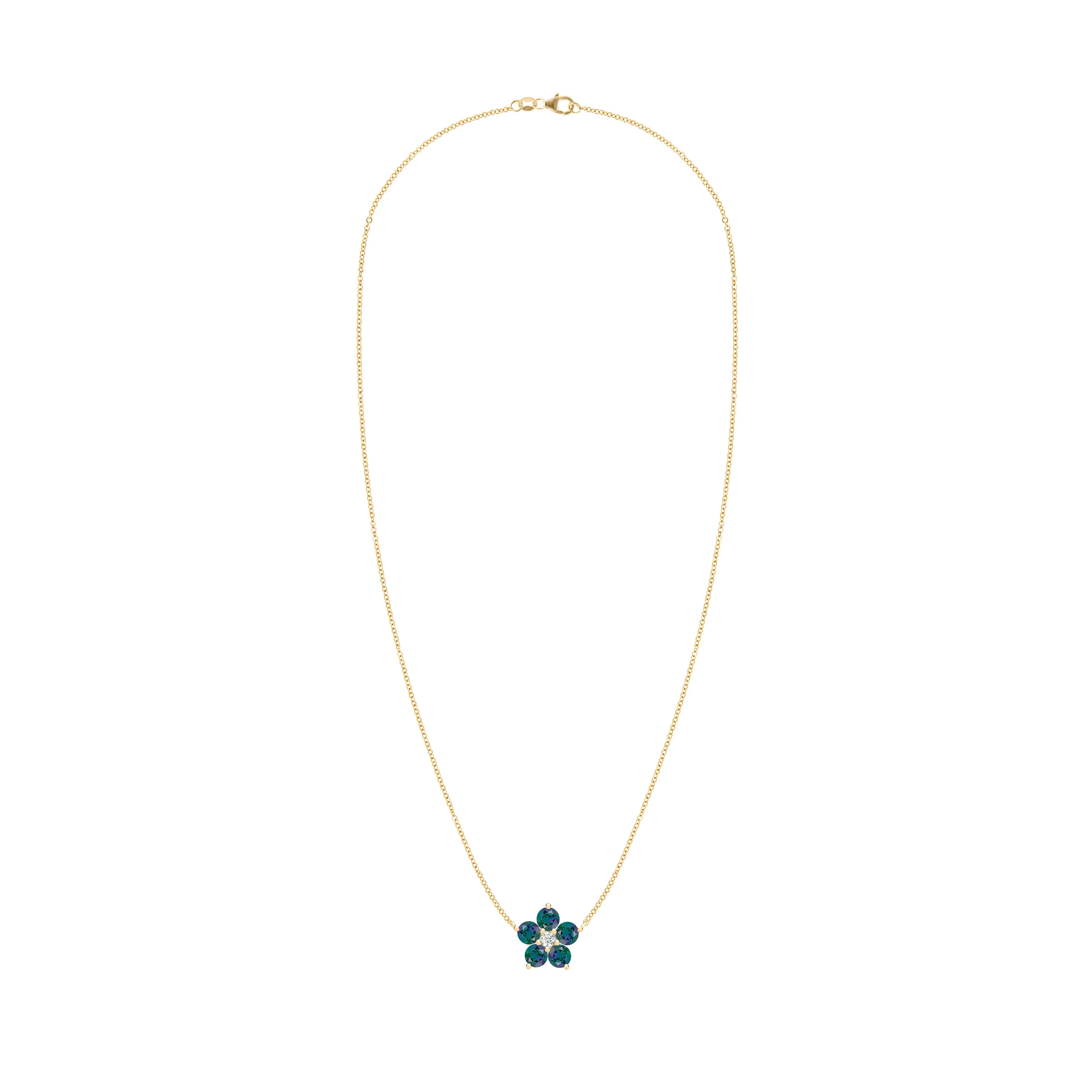 Greenwich Flower Alexandrite & Diamond Necklace in 14k Gold (June) sold by Haverhill product image thumbnail 4