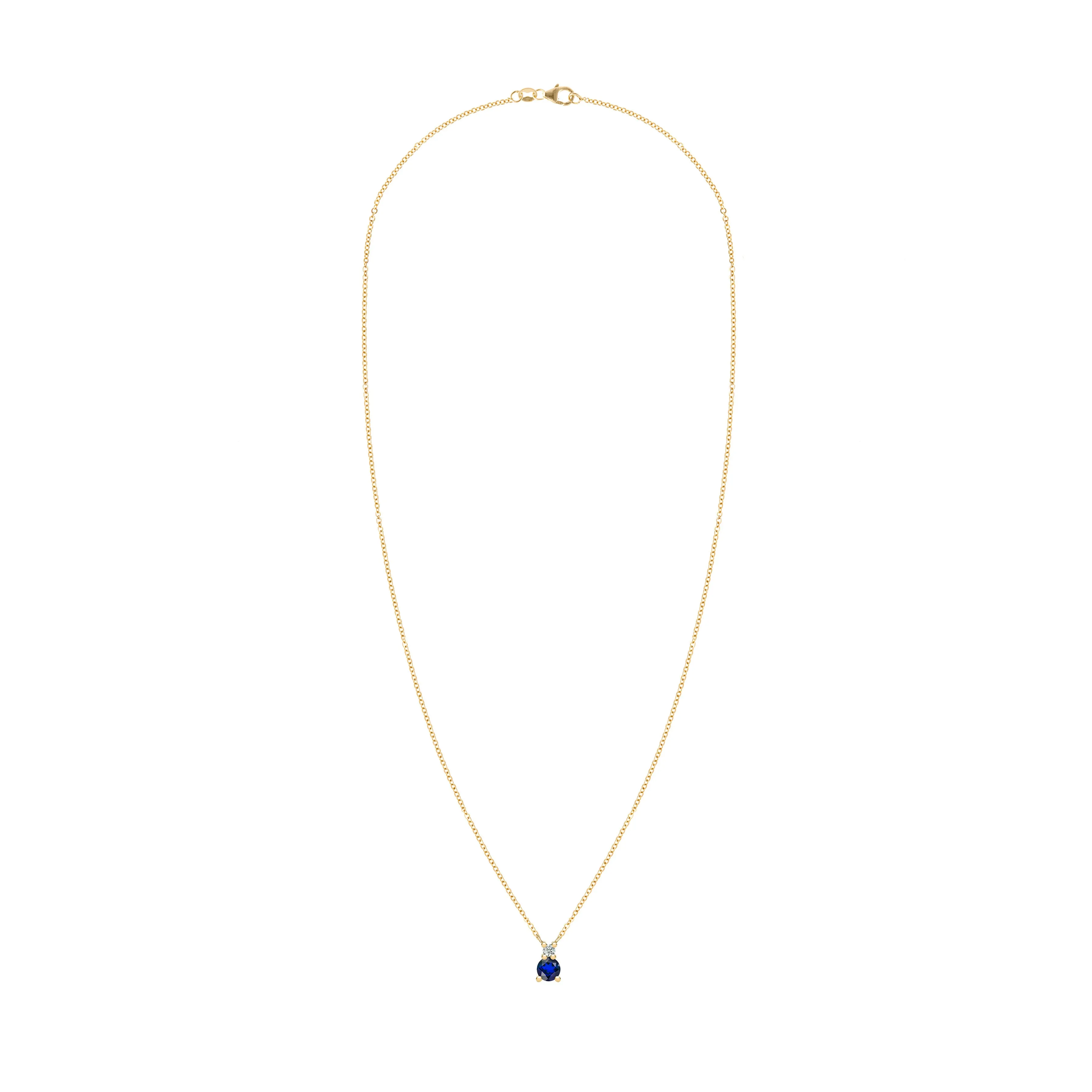 Greenwich Solitaire Sapphire & Diamond Necklace in 14k Gold (September) sold by Haverhill product image thumbnail 4