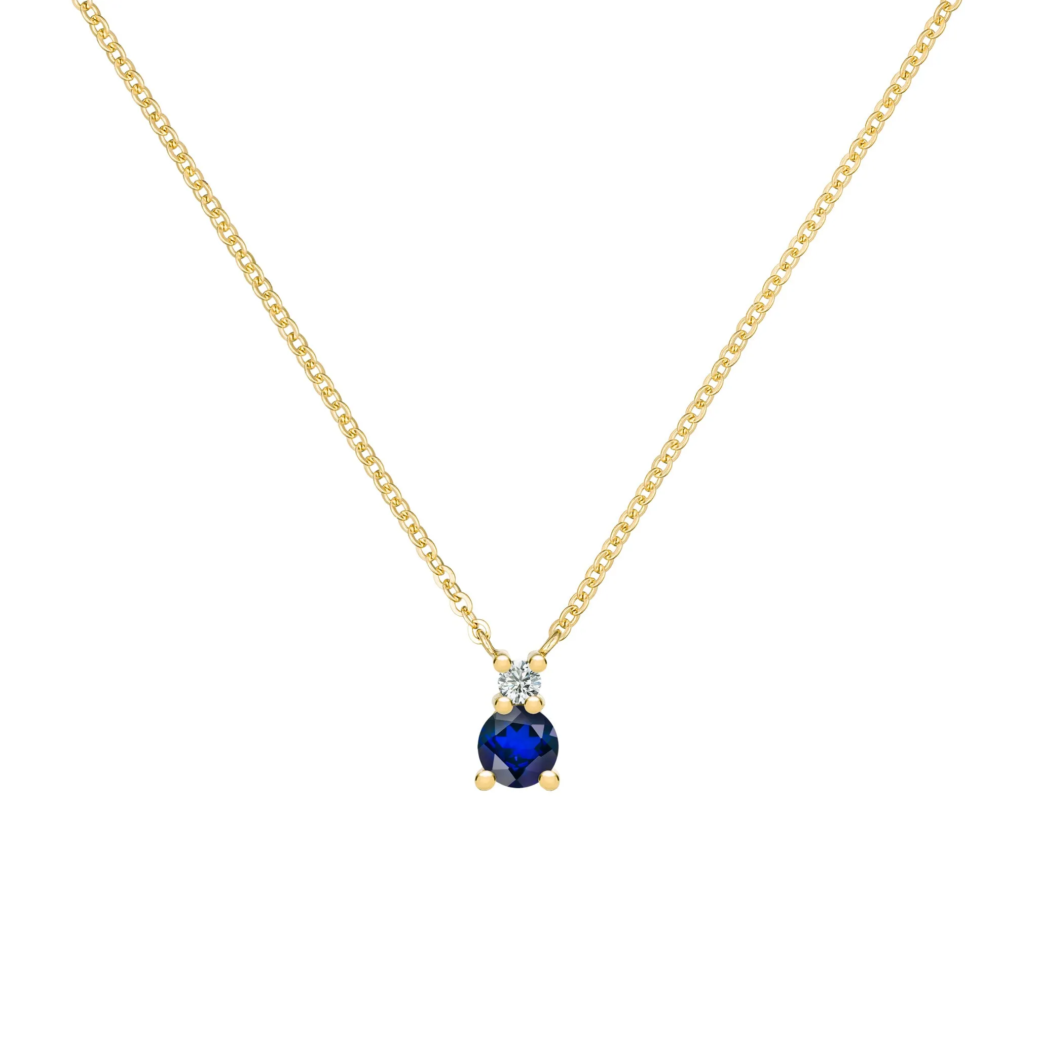 Greenwich Solitaire Sapphire & Diamond Necklace in 14k Gold (September) sold by Haverhill
