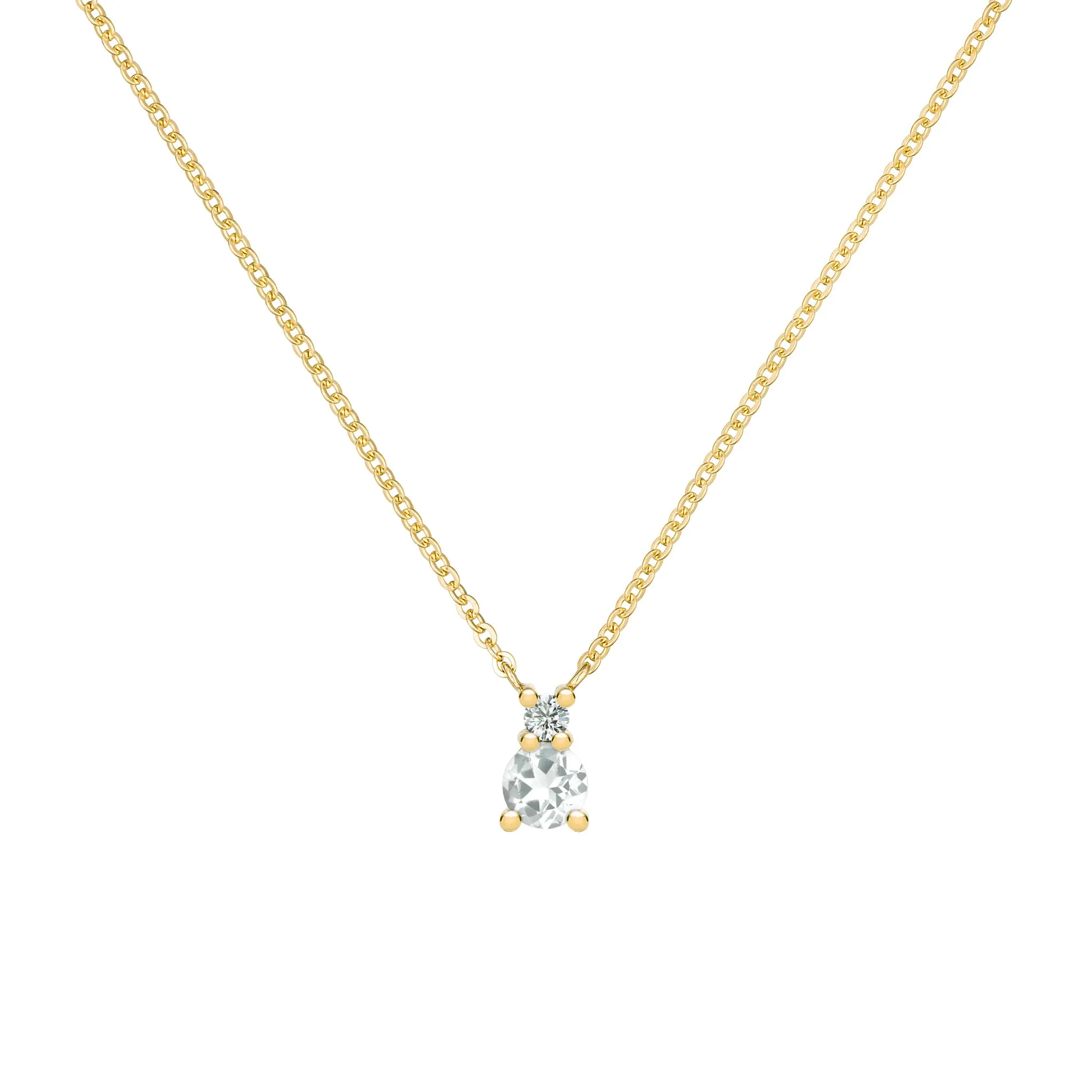 Greenwich Solitaire White Topaz & Diamond Necklace in 14k Gold (April) sold by Haverhill